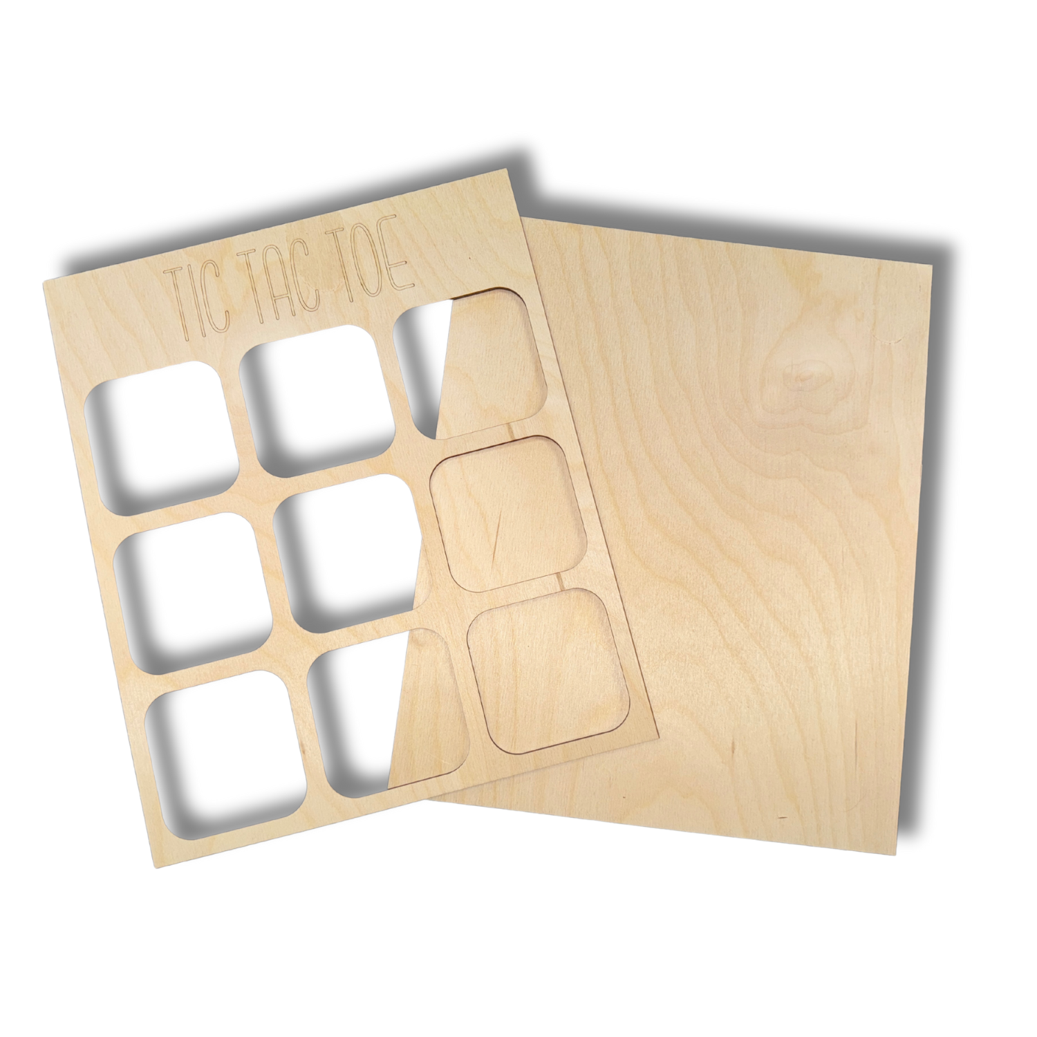 Unfinished DIY 12-Inch Wood Tic Tac Toe Board Set for Painting and Crafting