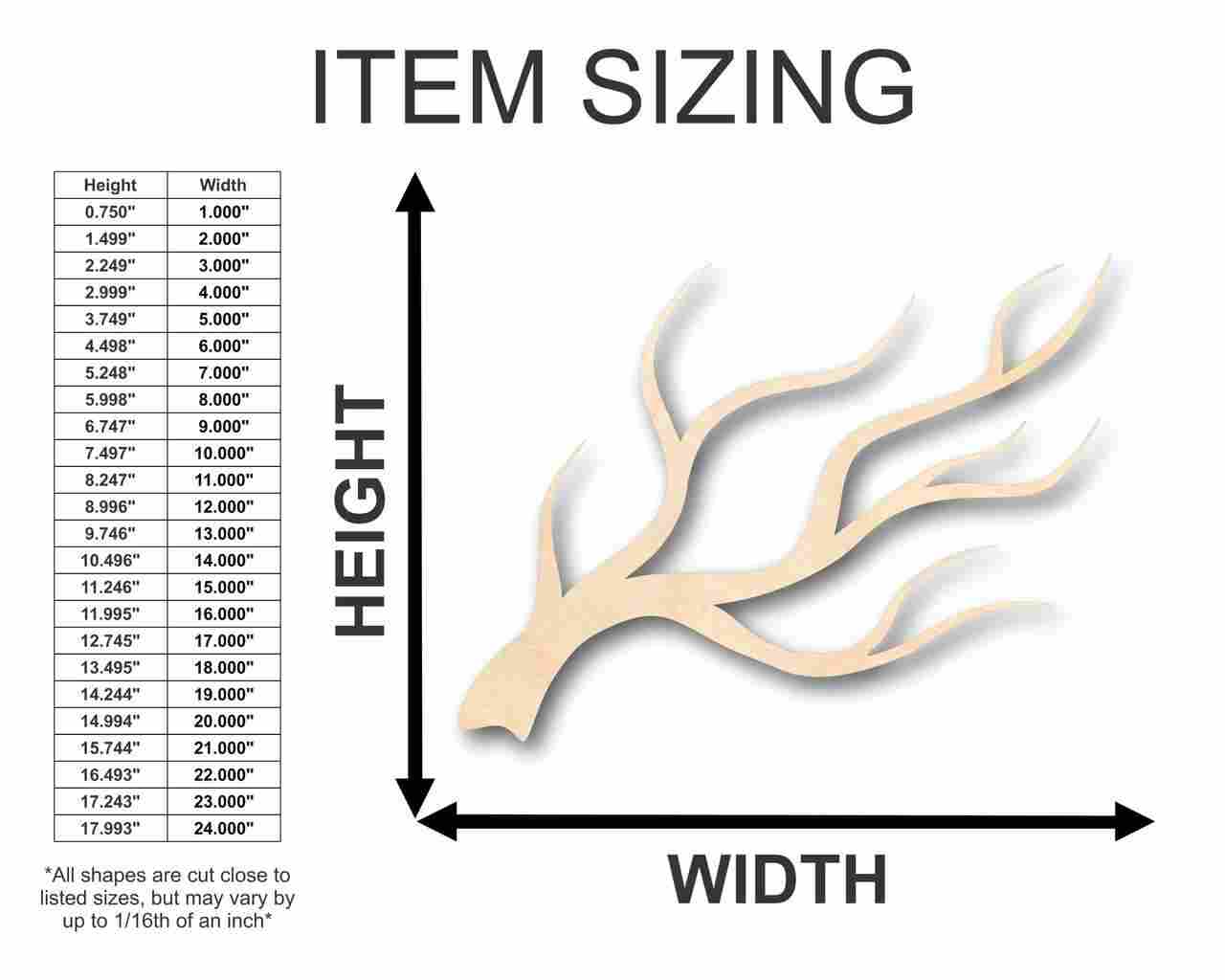 Unfinished Baltic Birch Wood Tree Branch Shapes for Fall and Winter DIY Crafts up to 46 Inches