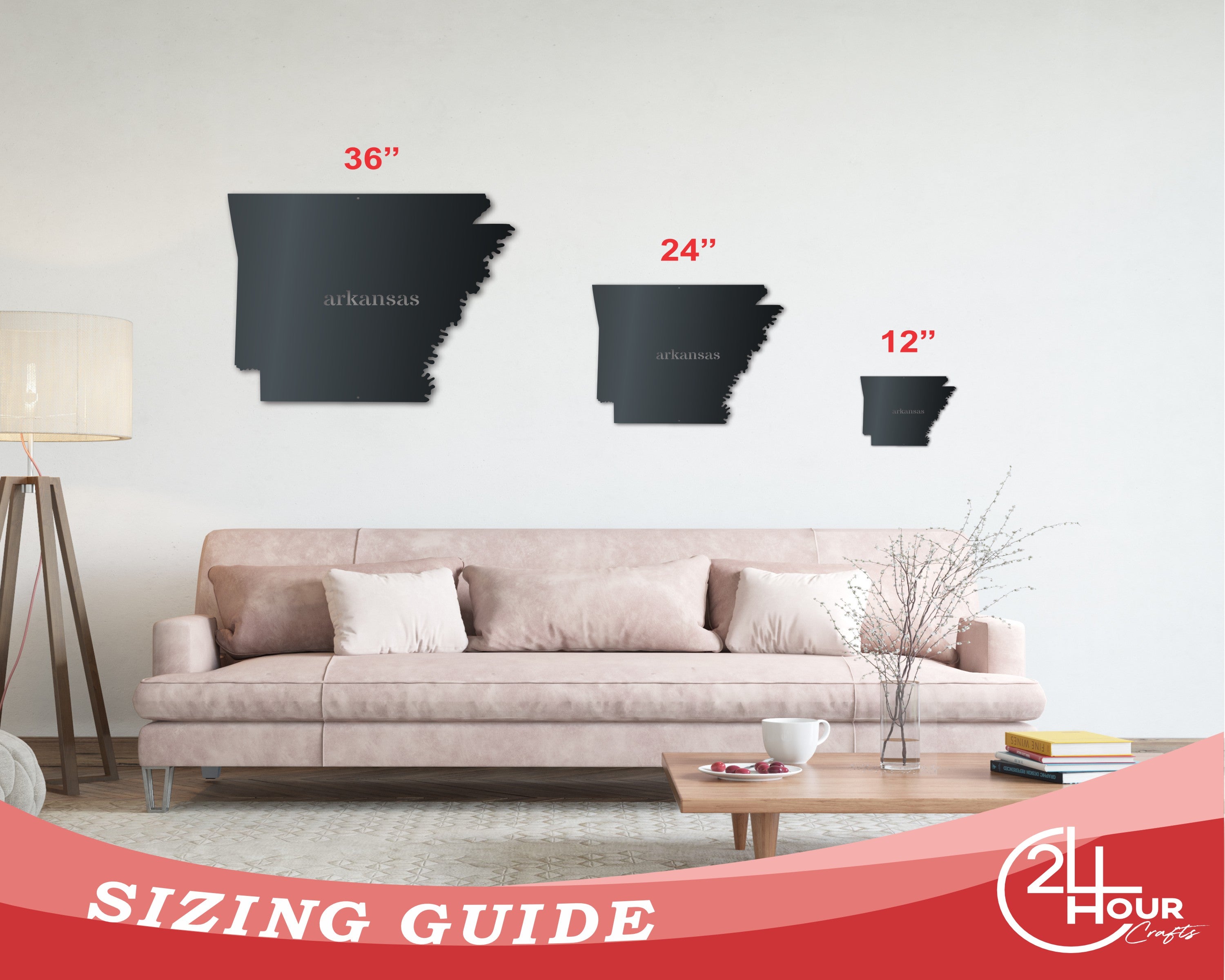 Customizable Metal Arkansas Wall Art with 14 Color Choices