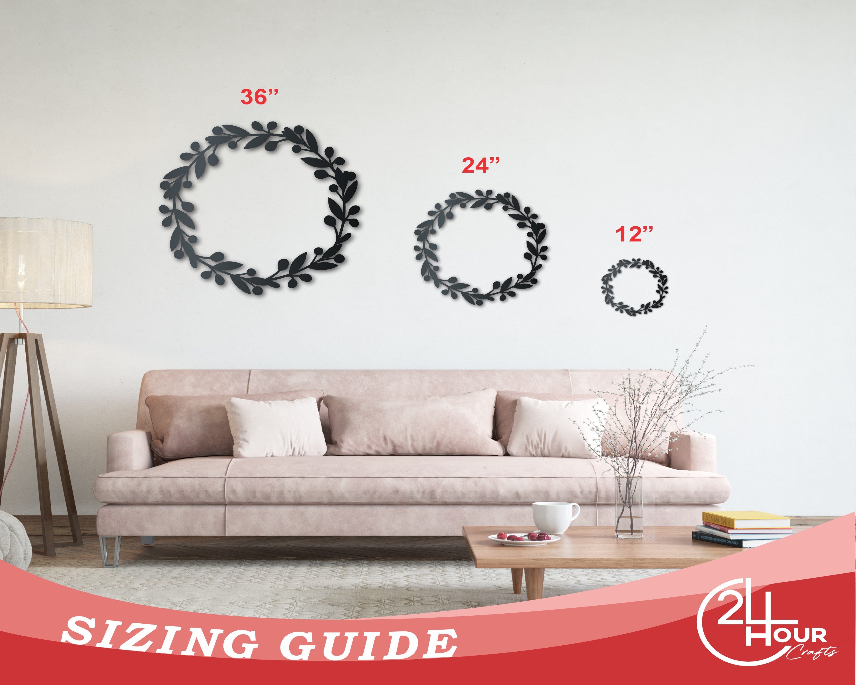 Versatile Metal Berry Wreath Wall Art with Over 20 Colors, Up to 36 Inches