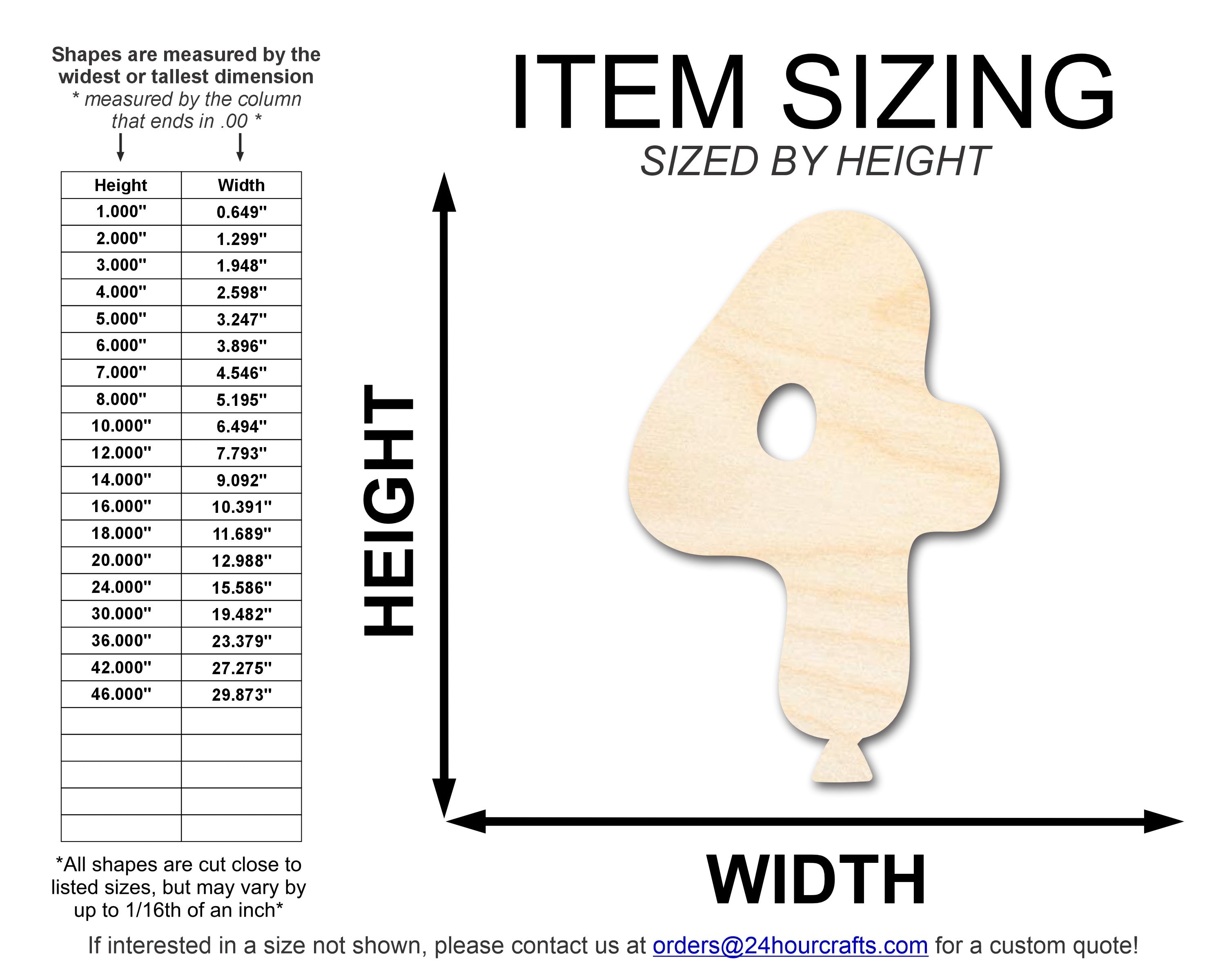 DIY Unfinished Baltic Birch Wood Balloon Number 4 Shape, Up to 46 Inches