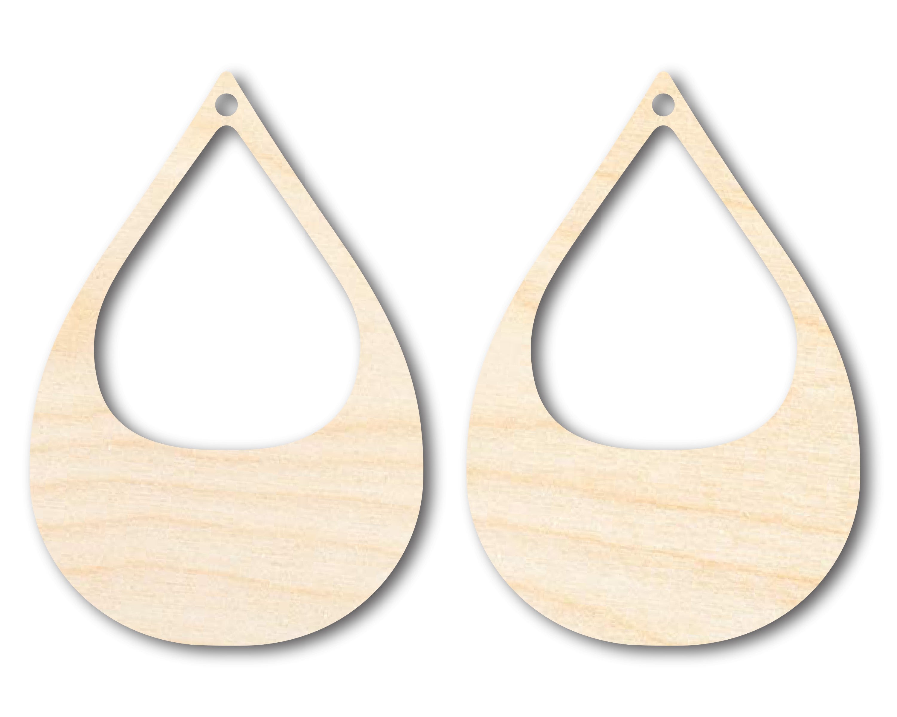 Unfinished Wood Hollow Teardrop Earring Blanks - Ideal for DIY Jewelry Craft, Available in Sizes Ranging from 1 to 3 Inches