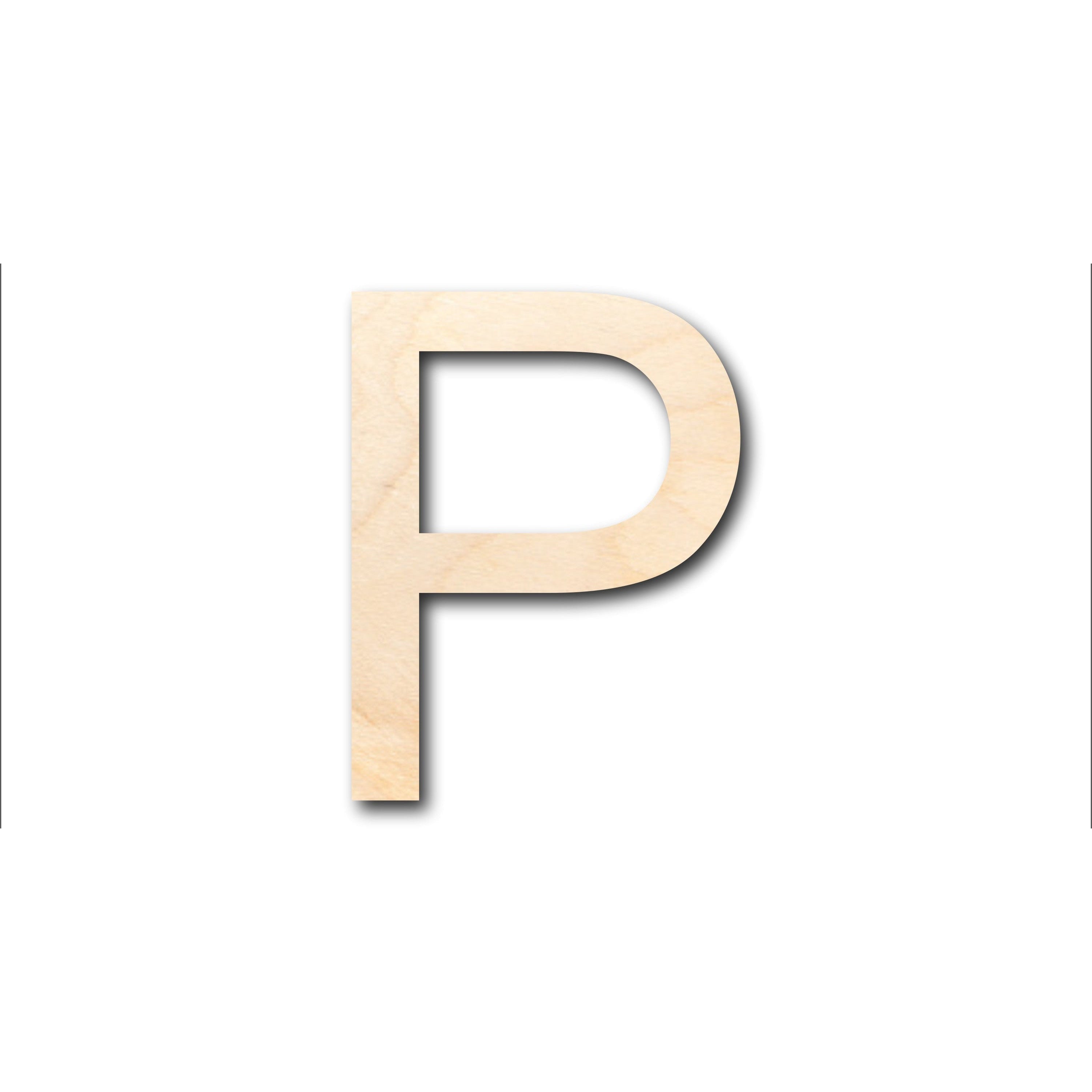 DIY Unfinished Sanded Wood Arial Letter P Shape, Sizes up to 46