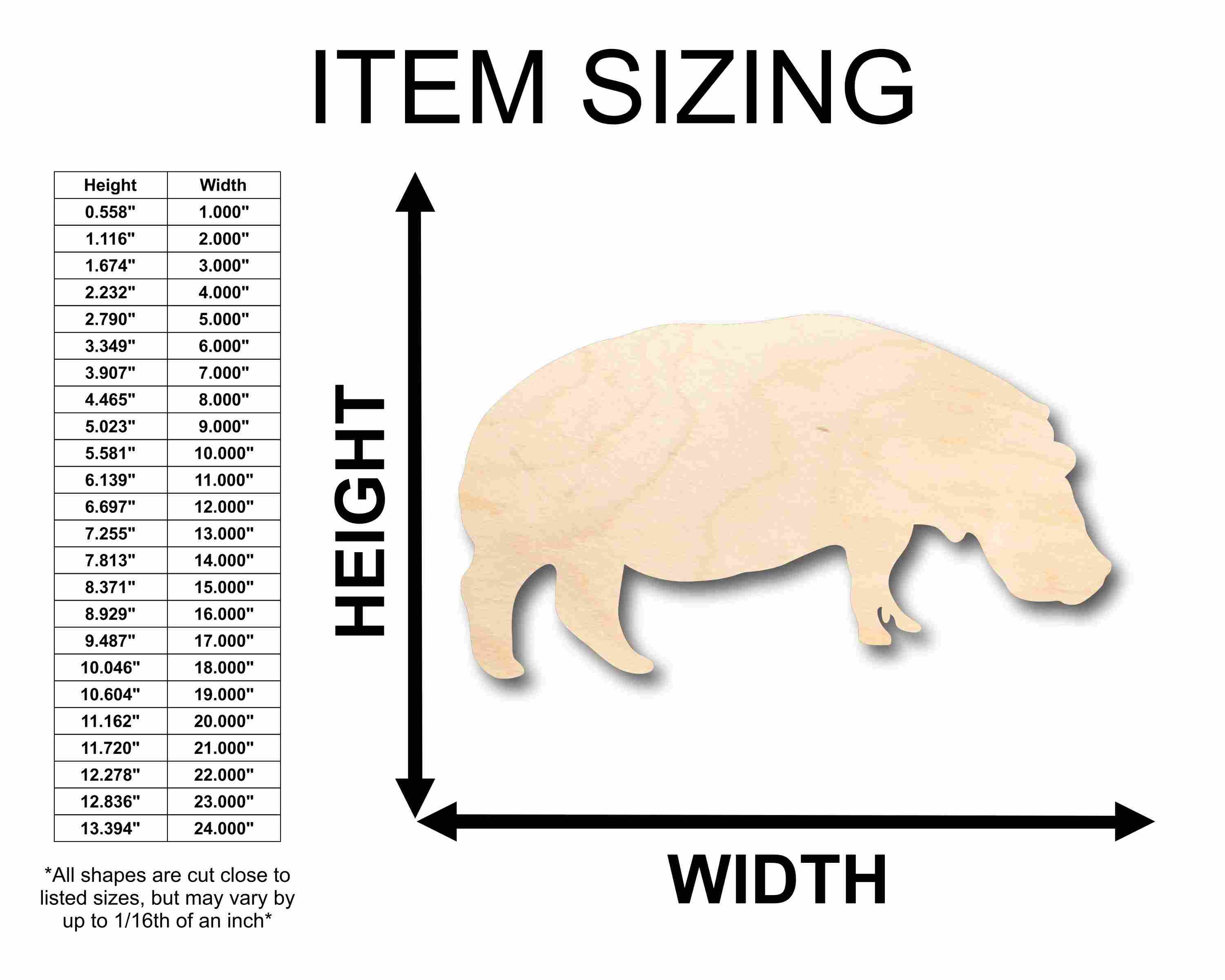 Unfinished Wood Craft - Hippopotamus Hippo Silhouette for Up to 46 DIY Projects