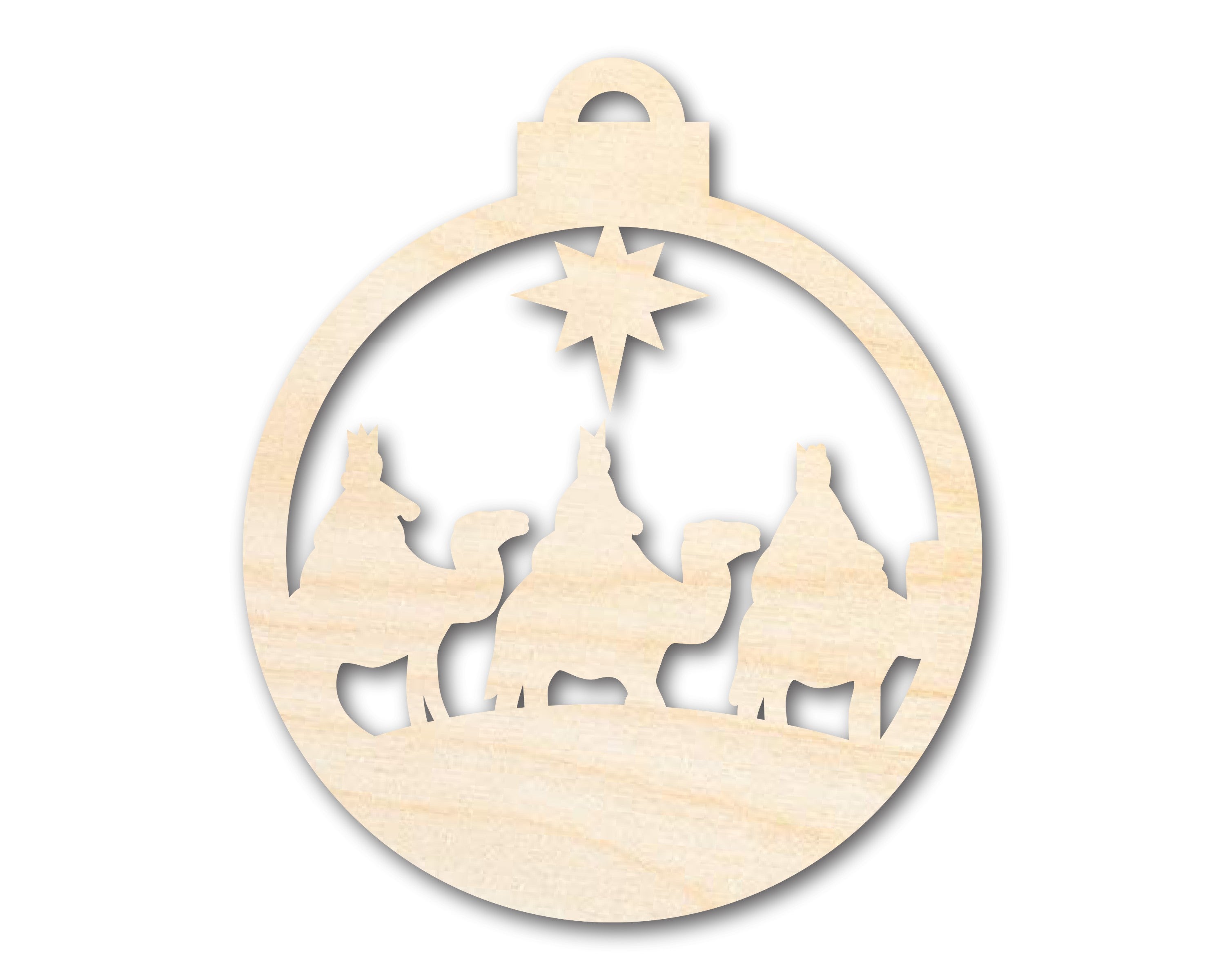 Unfinished Wood Christmas Bethlehem Nativity Ornament Shapes for DIY Crafts, Available in Sizes Up to 46