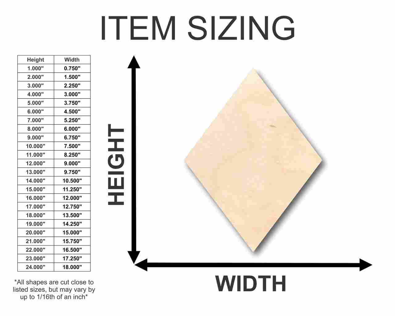 Unfinished DIY Craft Supplies - Wood Rhombus Shapes up to 46 Pieces for Various Crafts