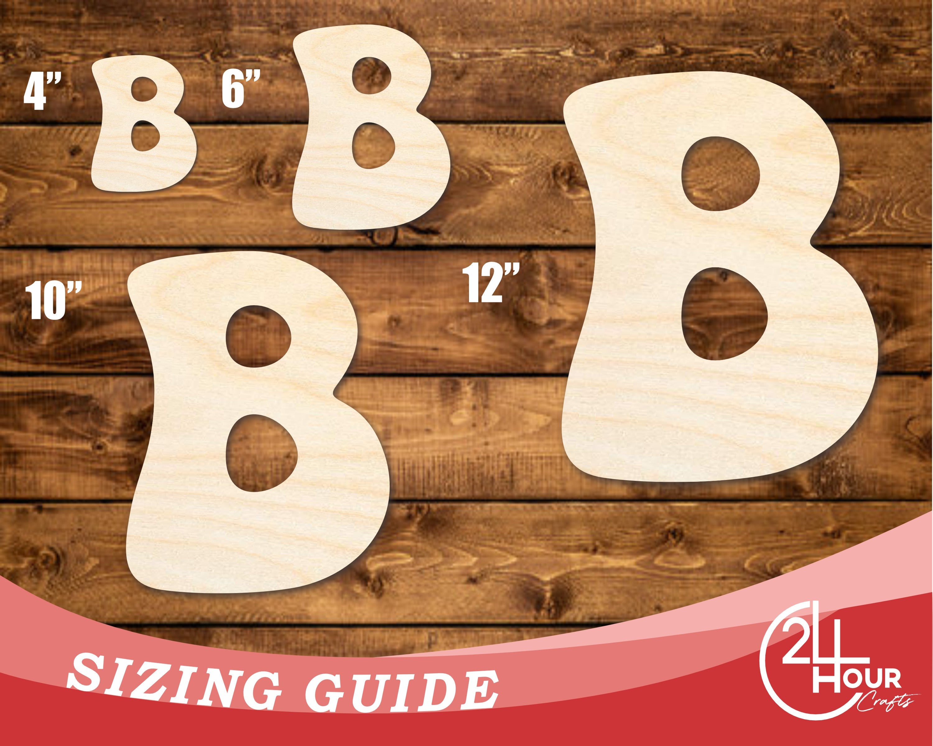Unfinished Wood DIY Craft Cutout in Groovy B Font Shape, Up to 46 Inches for Multiple DIY Projects