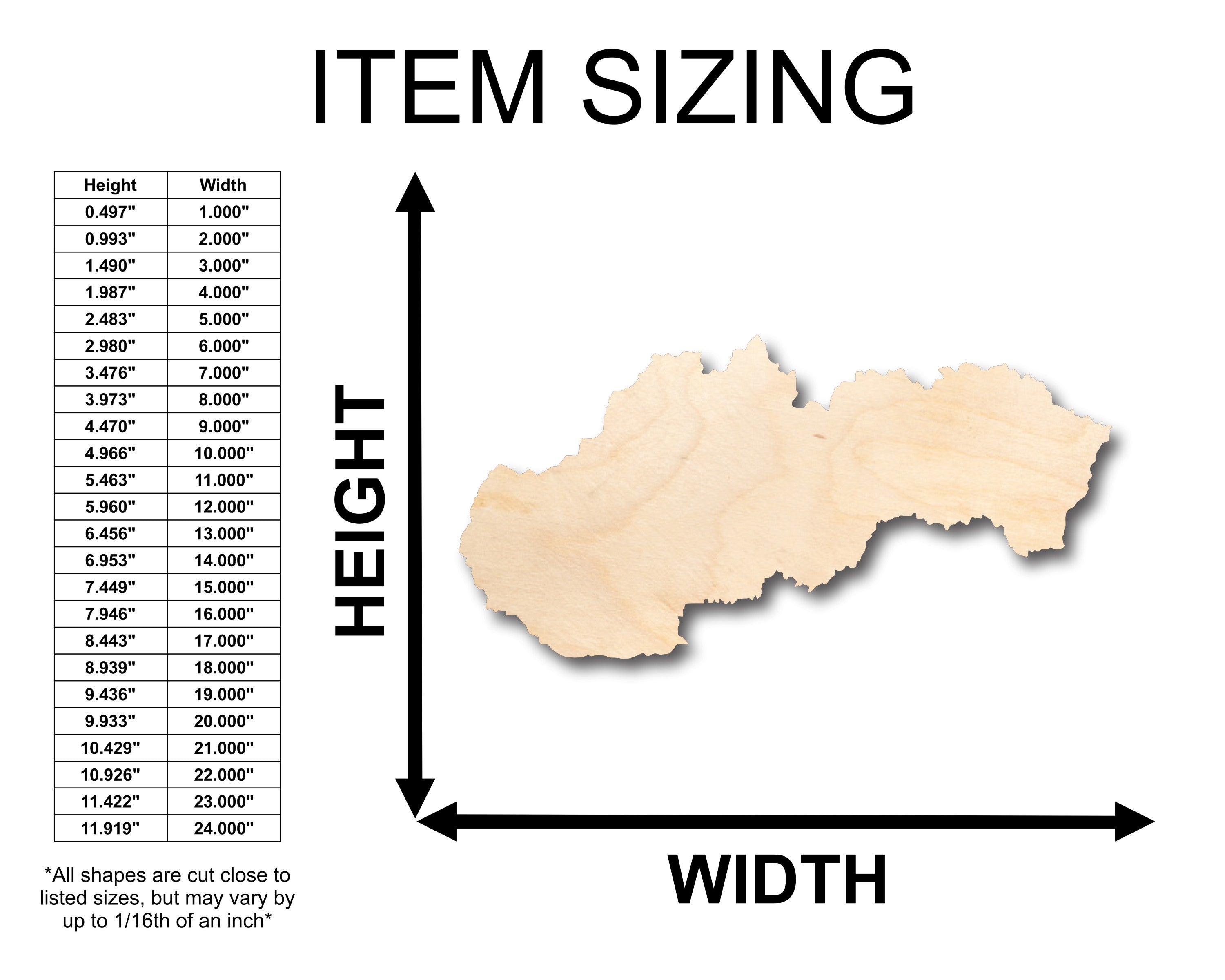 DIY Unfinished Wood Slovakia Country Shape for Crafts up to 46