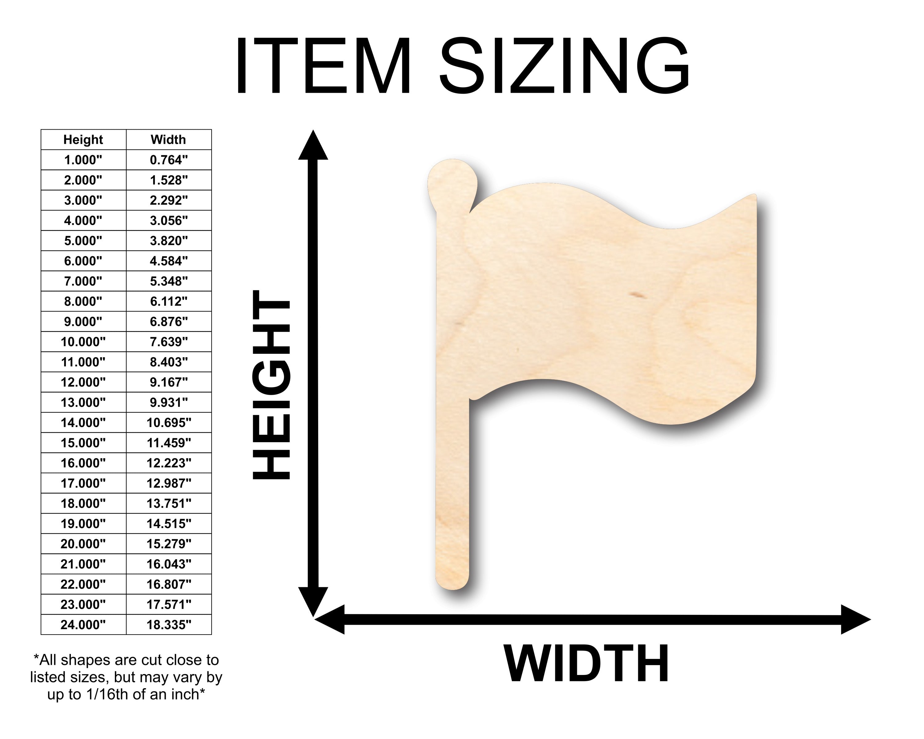 Unfinished Baltic Birch Wood Flag Shape Craft Items for Up to 46 DIY Projects