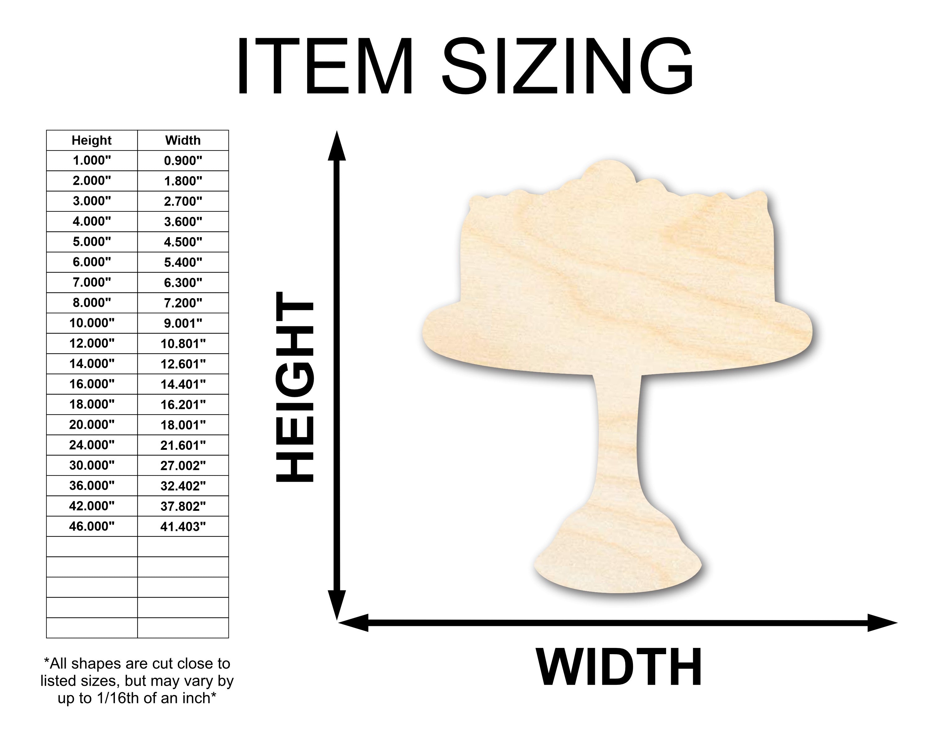Unfinished Baltic Birch Wood Dessert Cake Shape Crafts - Up to 36 Inches