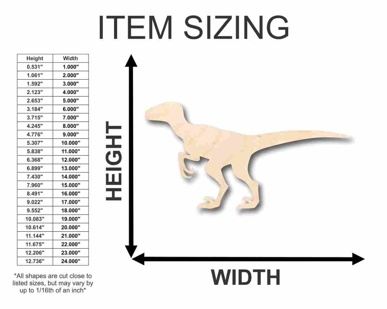 DIY Unfinished Wood Velociraptor Shape for Kid's Jurassic Room Decor