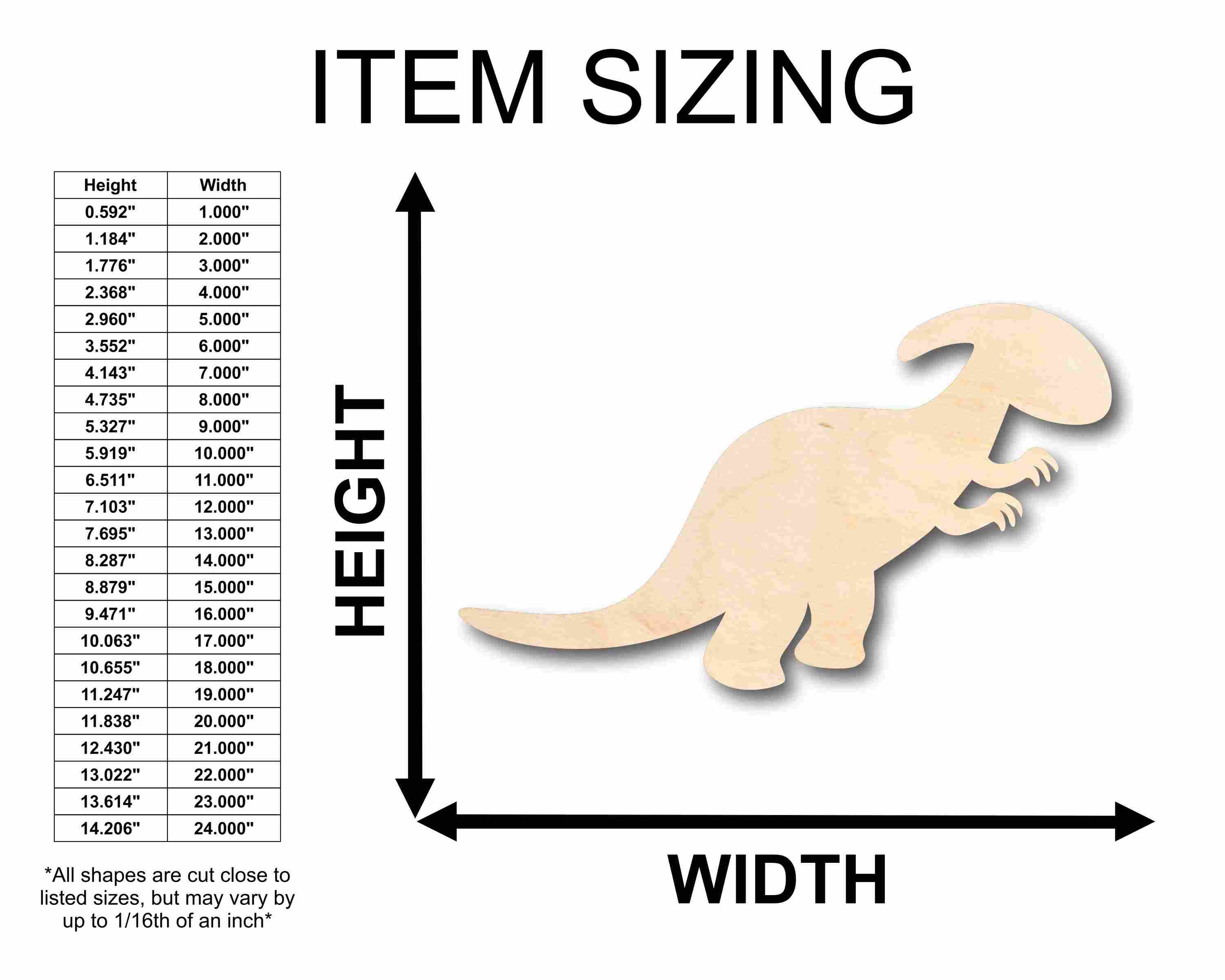DIY Unfinished Wood Baby Parasaurolophus Dinosaur Silhouette - Up to 46 for Crafting