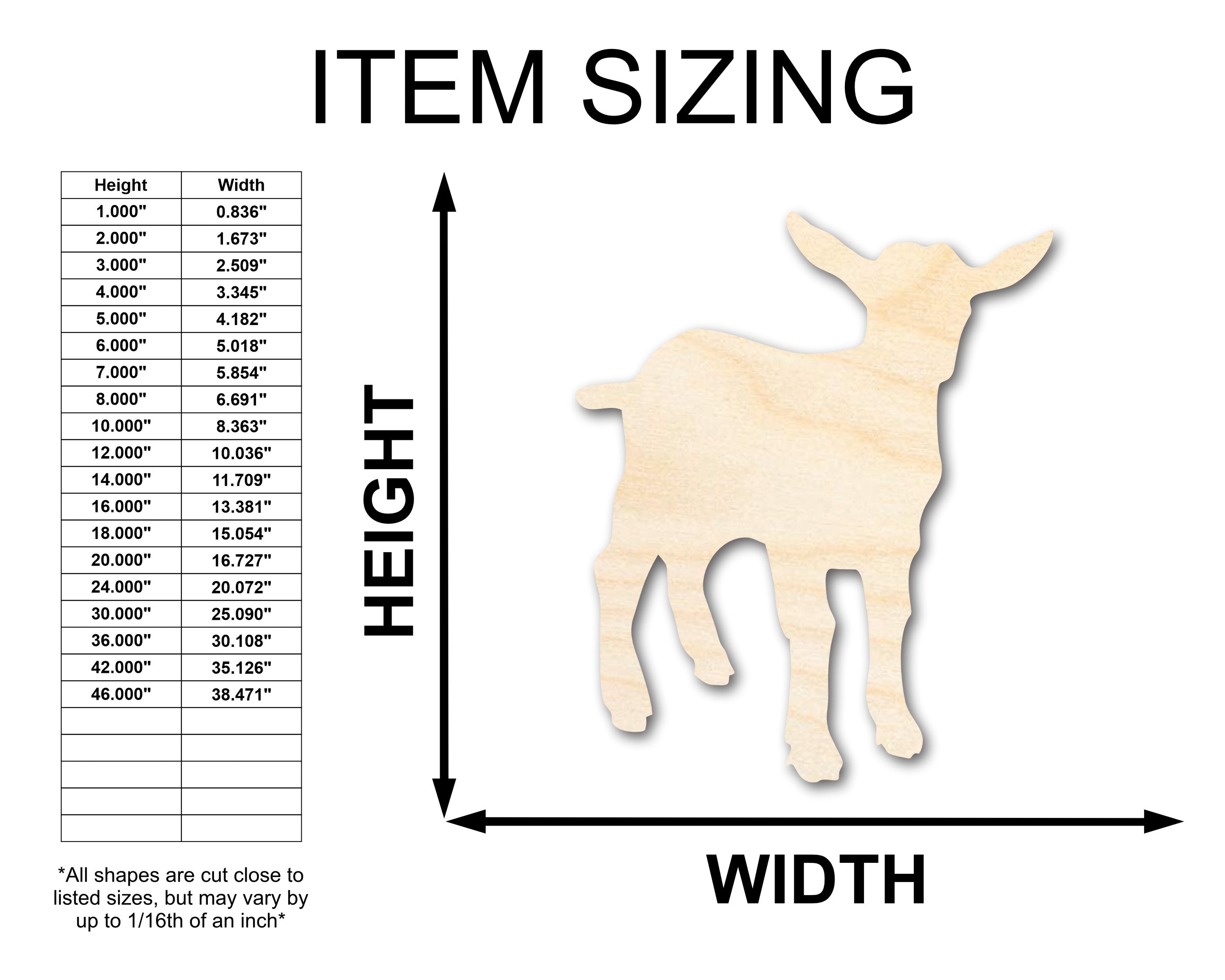 DIY Unfinished Wood Goat Shape Farm Animal Craft up to 36 Inches