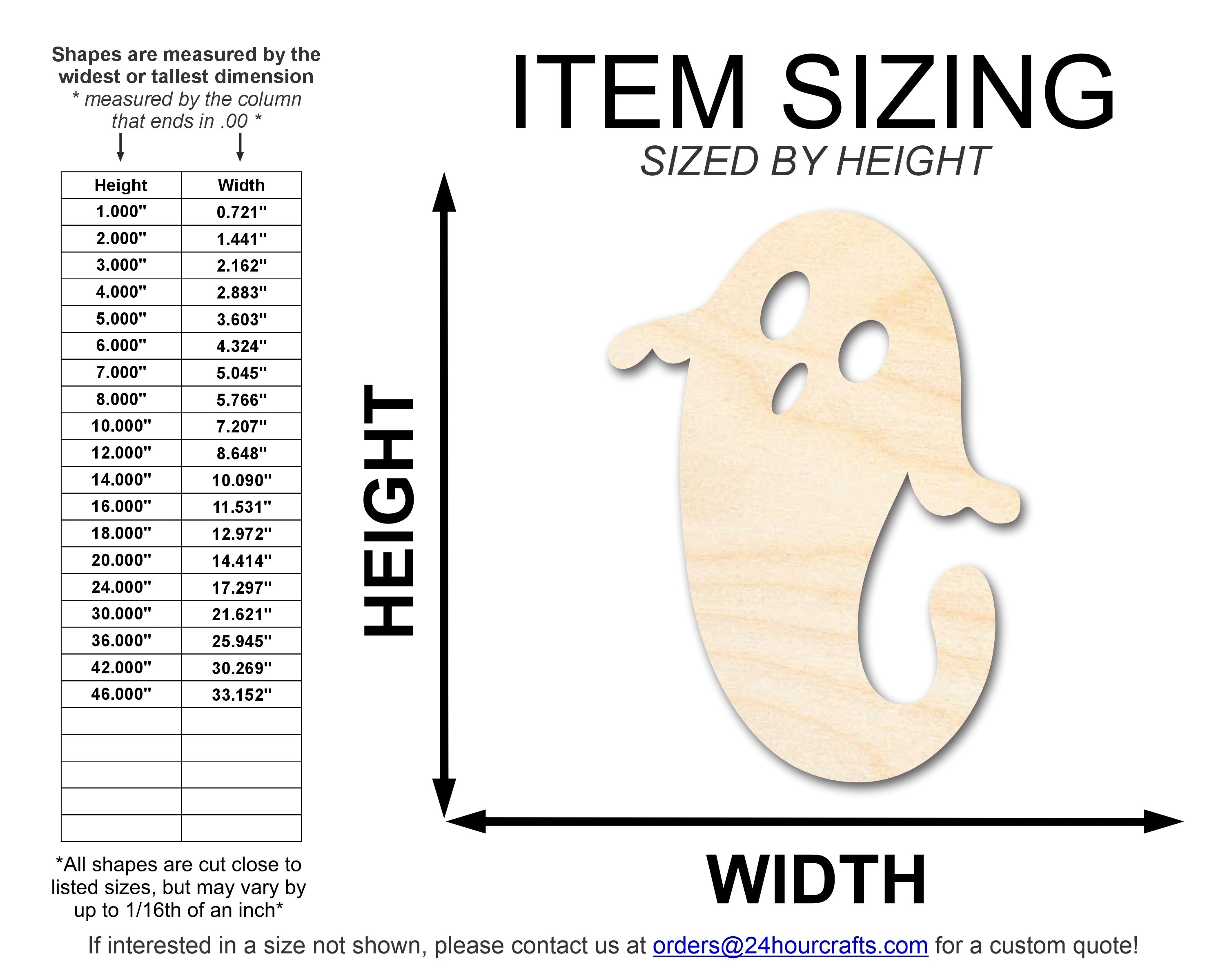 DIY Unfinished Baltic Birch Ghost Shape Craft Cutouts up to 46 Inches