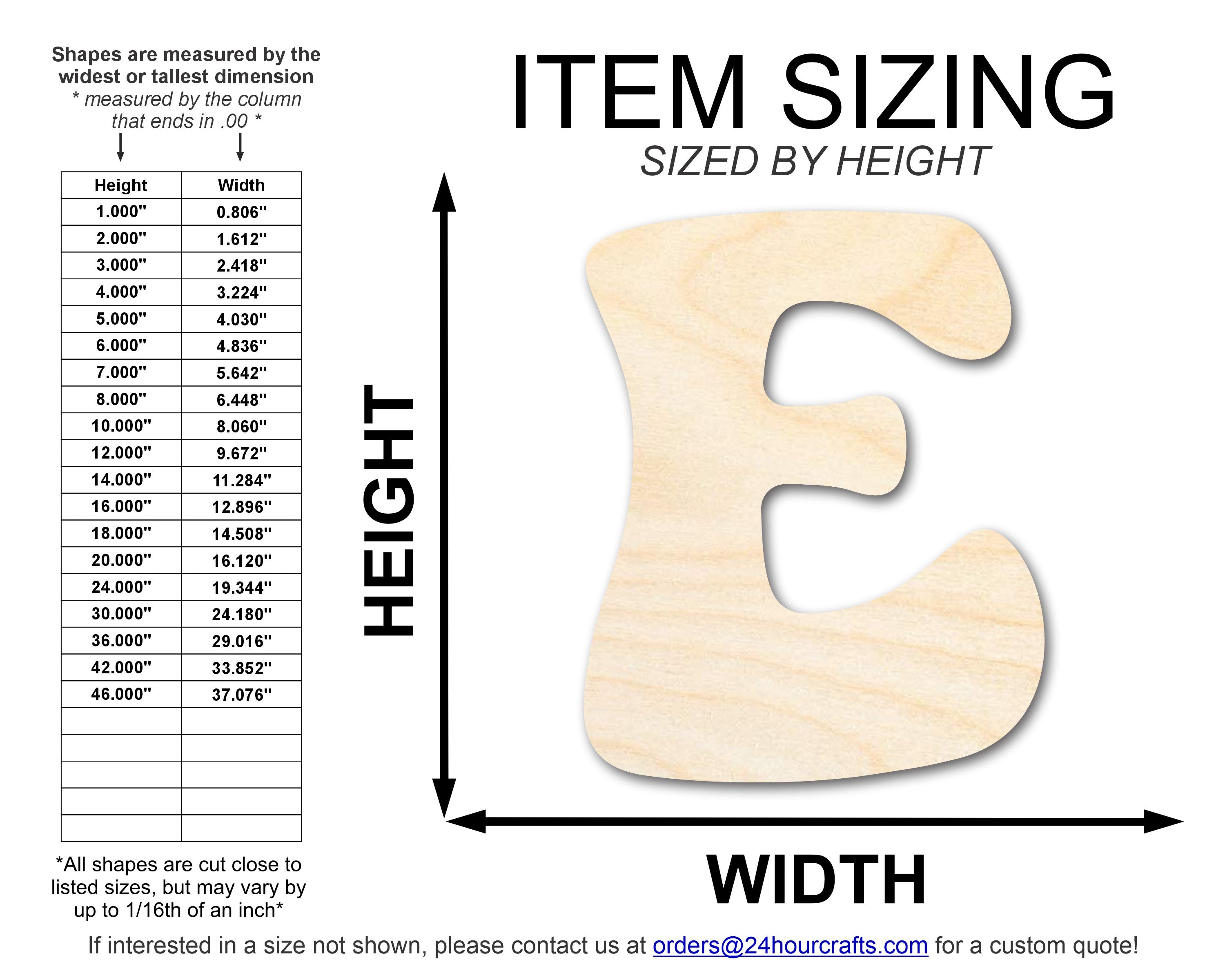 Unfinished Baltic Birch Wood Groovy E - Shaped DIY Craft Cutouts | Up to 46 Inches for Multiple DIY Projects