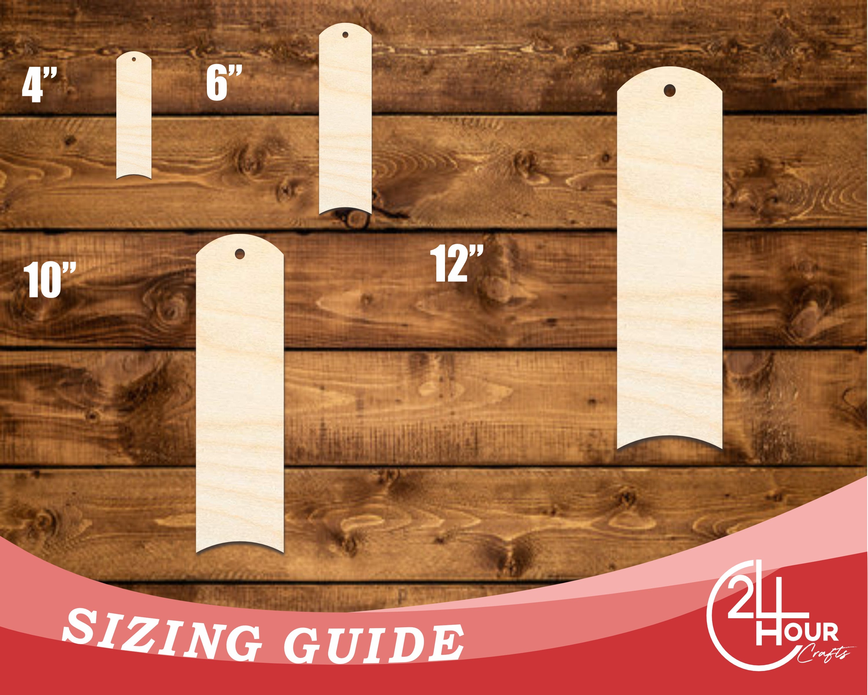 DIY Unfinished Baltic Birch Rounded Dome Bookmark Cutouts up to 12 Inches