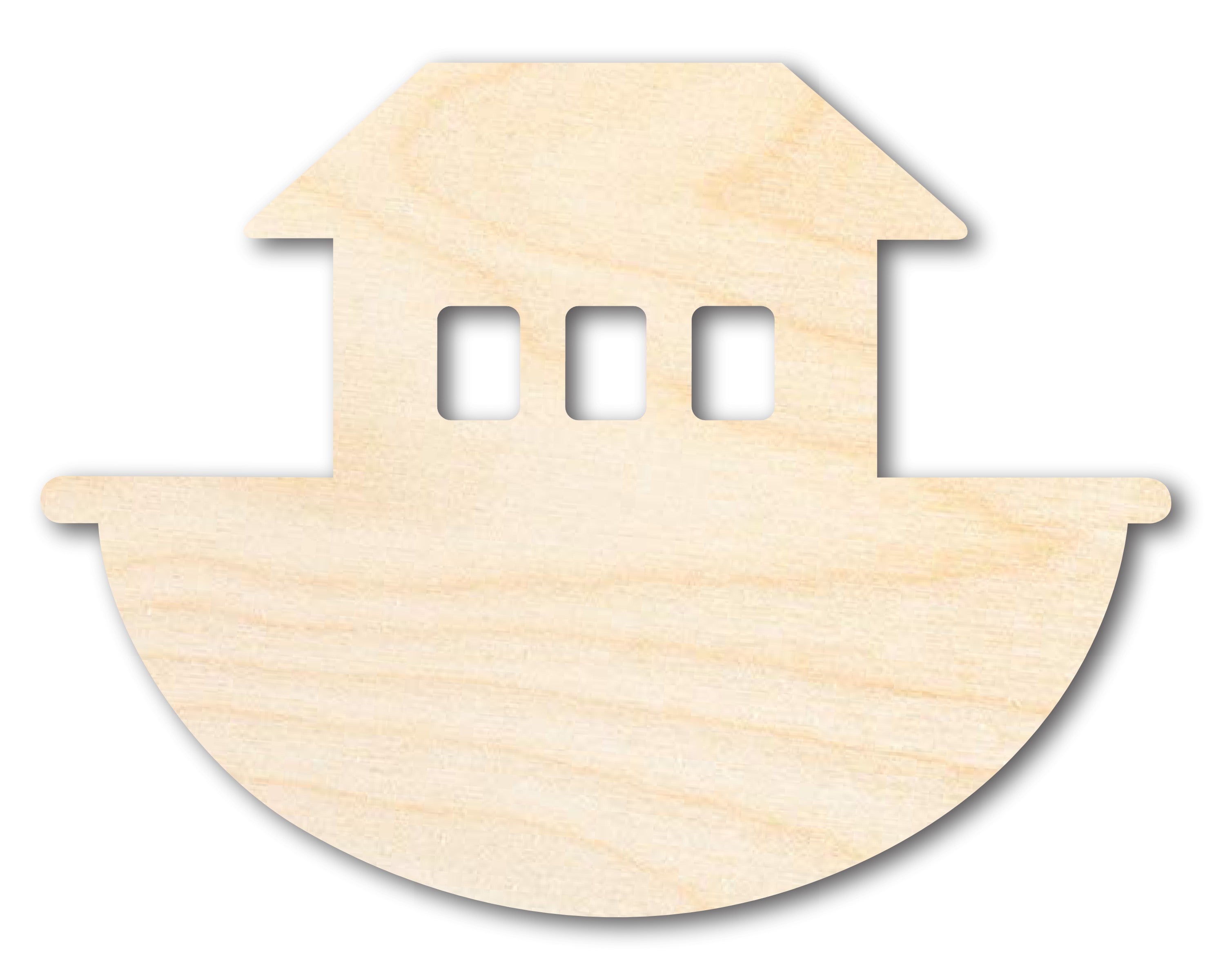 Sanded Unfinished Wood Noah's Ark Craft with Window Shapes, Up to 46 Inches