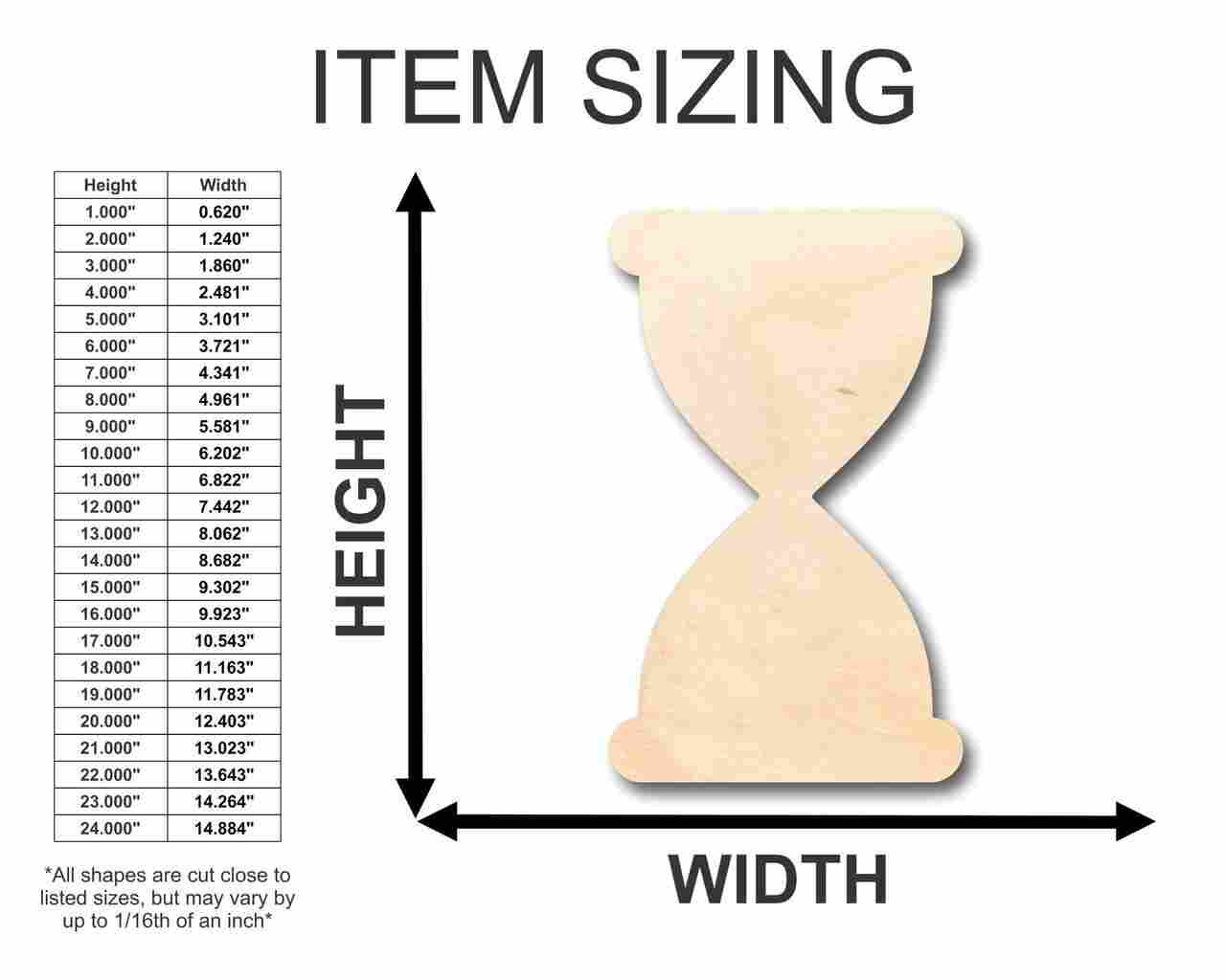 DIY Unfinished Sanded Wood Hourglass Shape Crafts up to 24 Inches