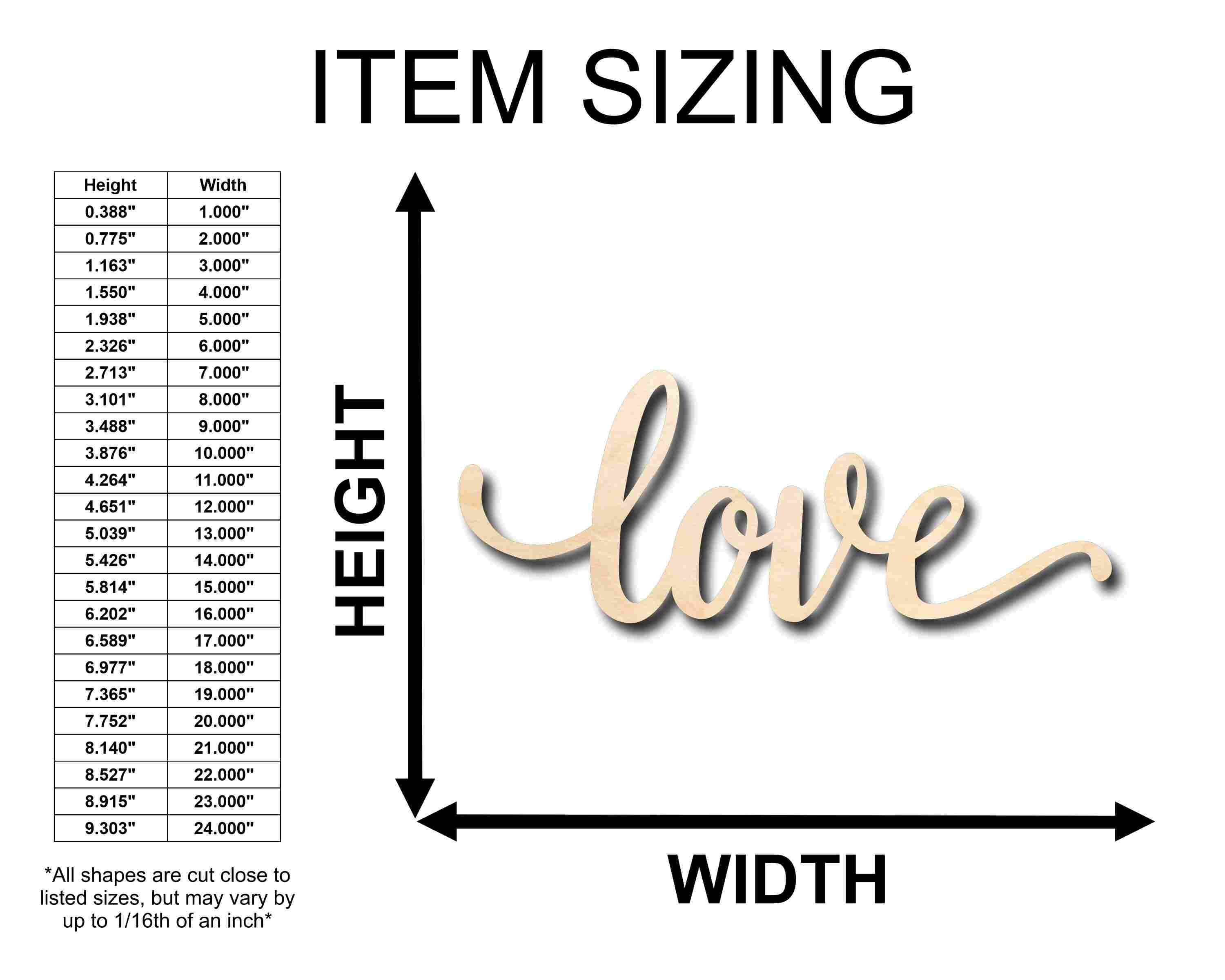 DIY Unfinished Wood Cursive Love Craft for Valentine's Day Wedding, Up to 46 Inches