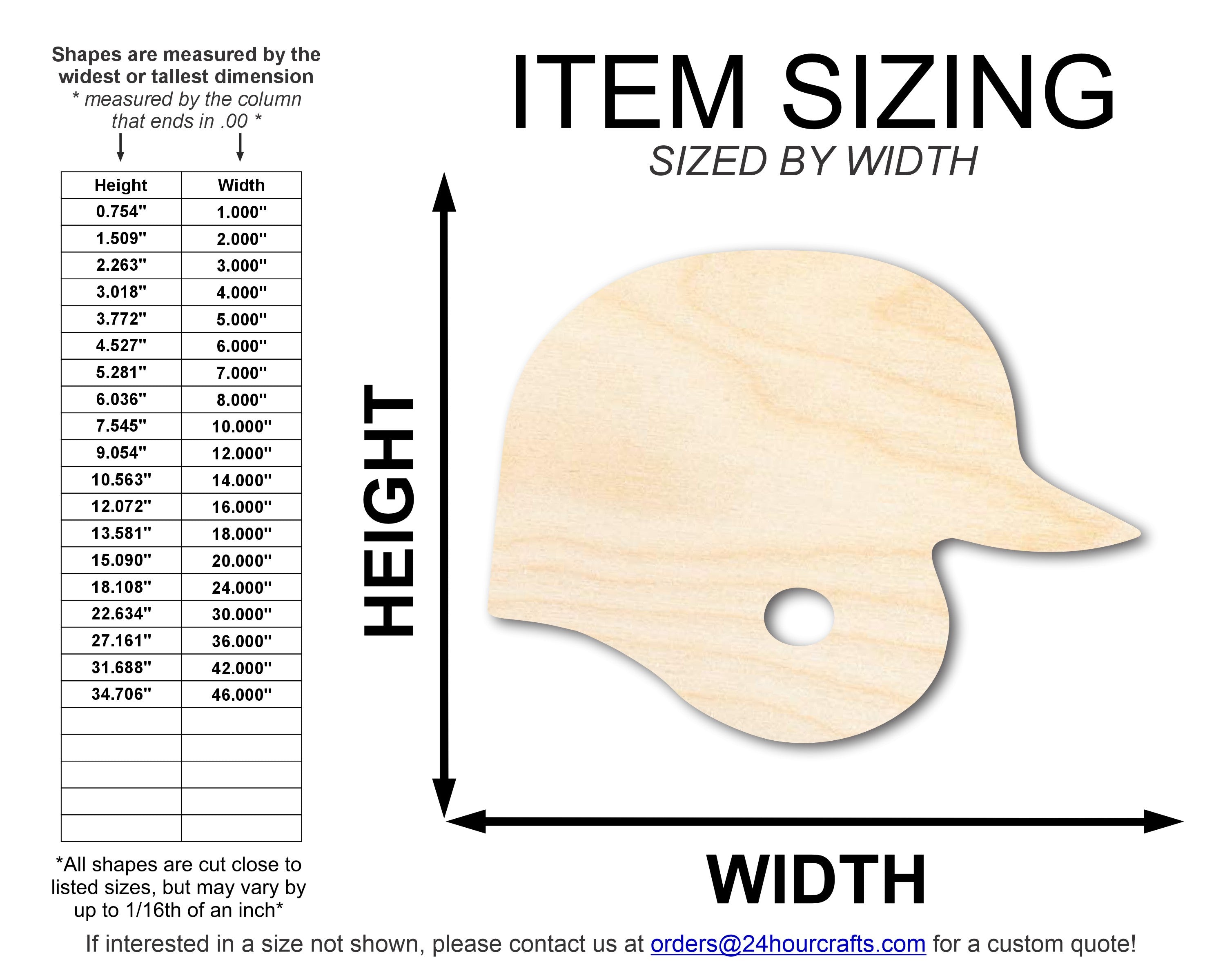 Unfinished Baltic Birch Wood Baseball Helmet Shape DIY Craft Cutout Available in Sizes Up to 46 Inches for Multiple Crafts