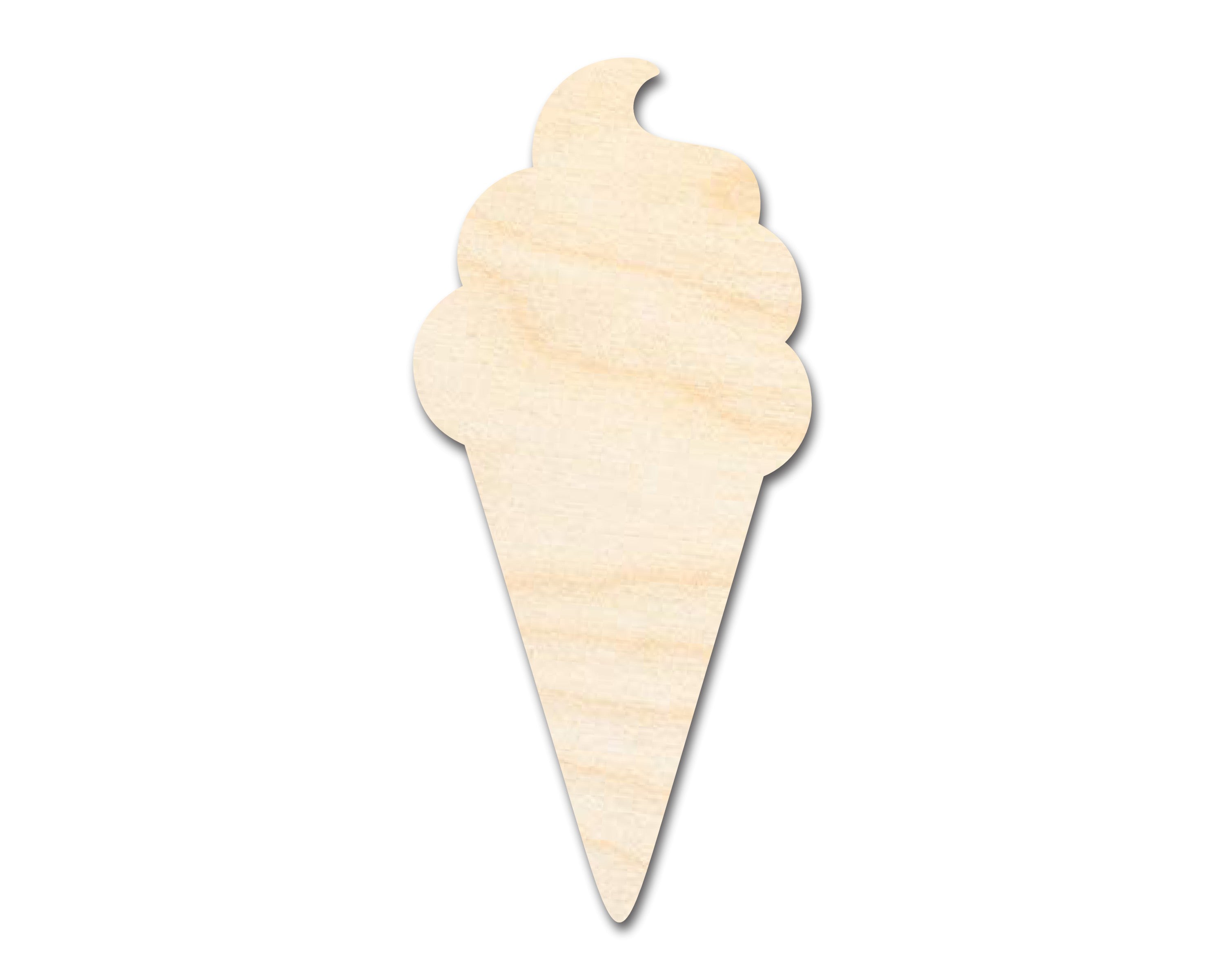 DIY Unfinished Soft Serve Ice Cream Shape Wood Cutout up to 24 Inches for Summer Crafts