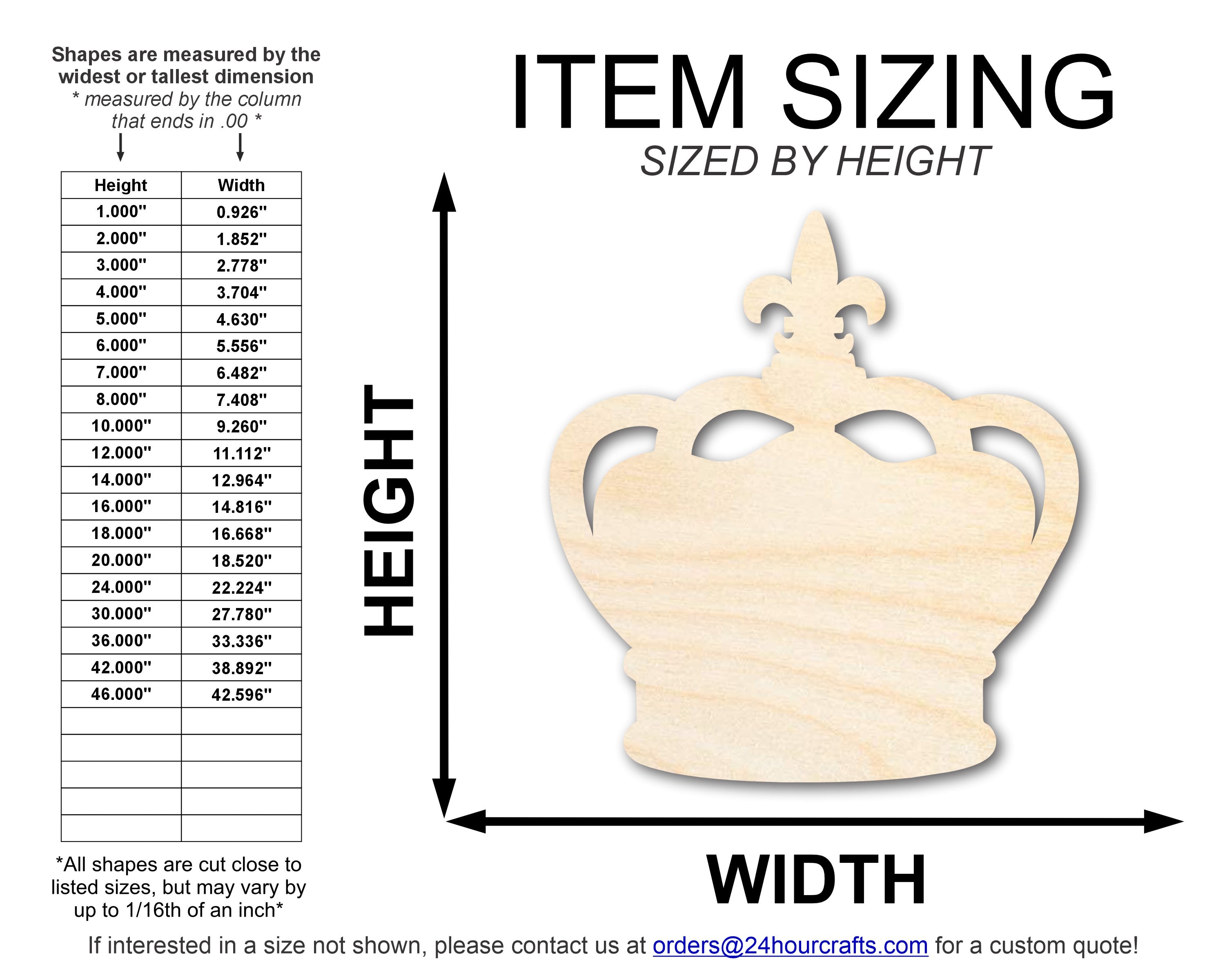 Unfinished Baltic Birch Wood King Crown Shape Cutout for Mardi Gras DIY Crafts up to 46 Inches