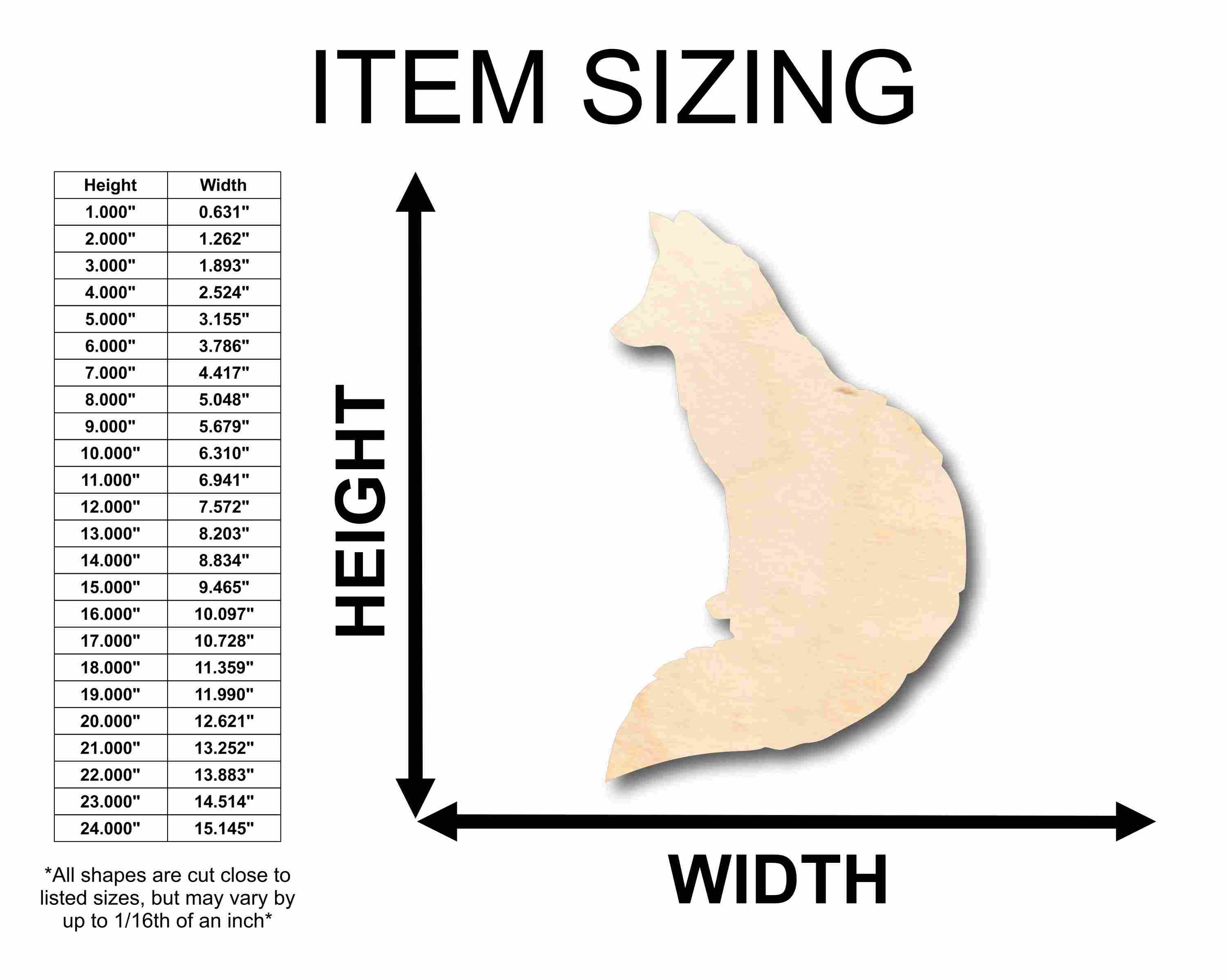 Unfinished Baltic Birch Wood Fox Silhouette for Up to 46 Do - It - Yourself Crafts
