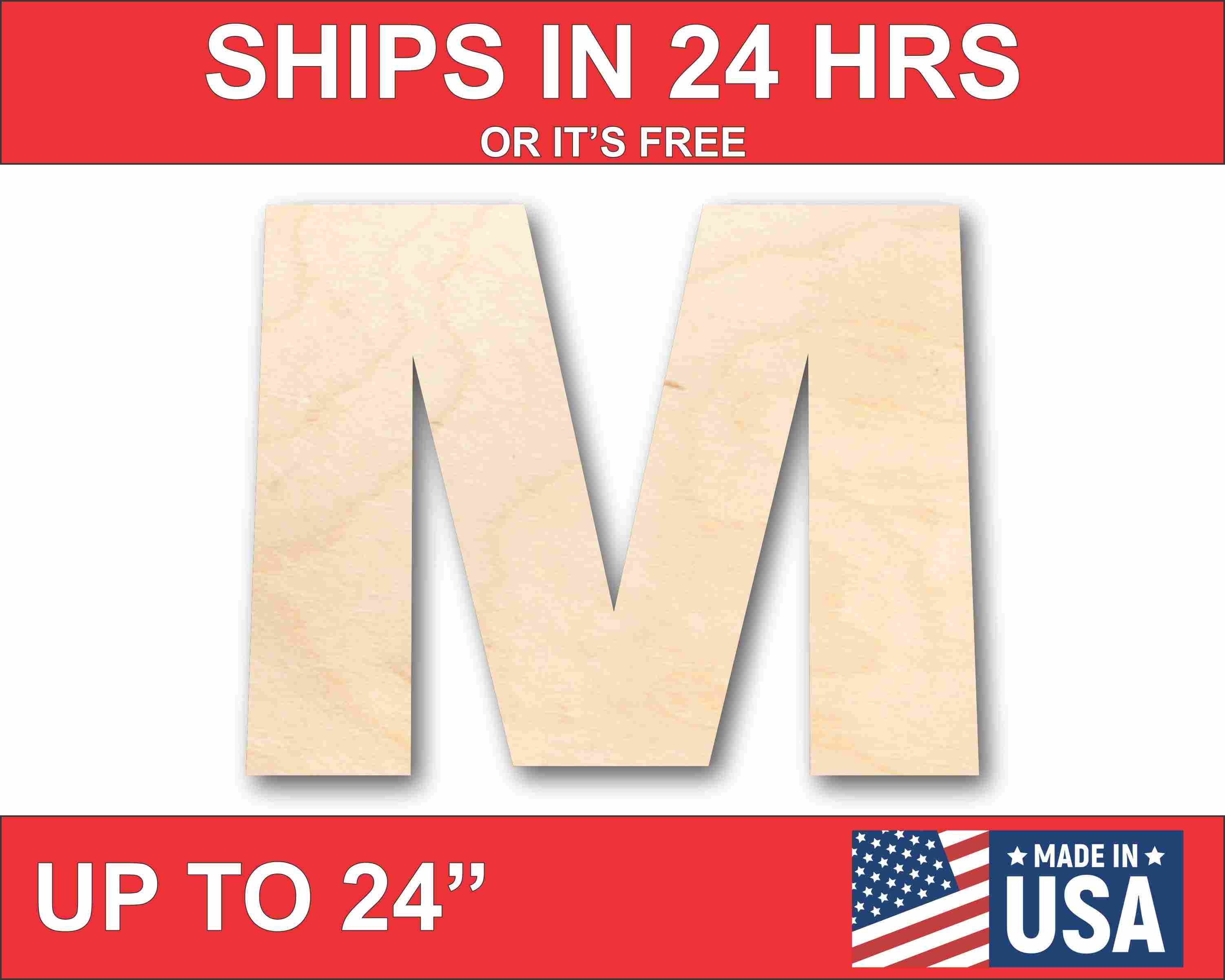 Unfinished DIY Craft Wood Block Letter M - Up to 46 for Your Creative Projects