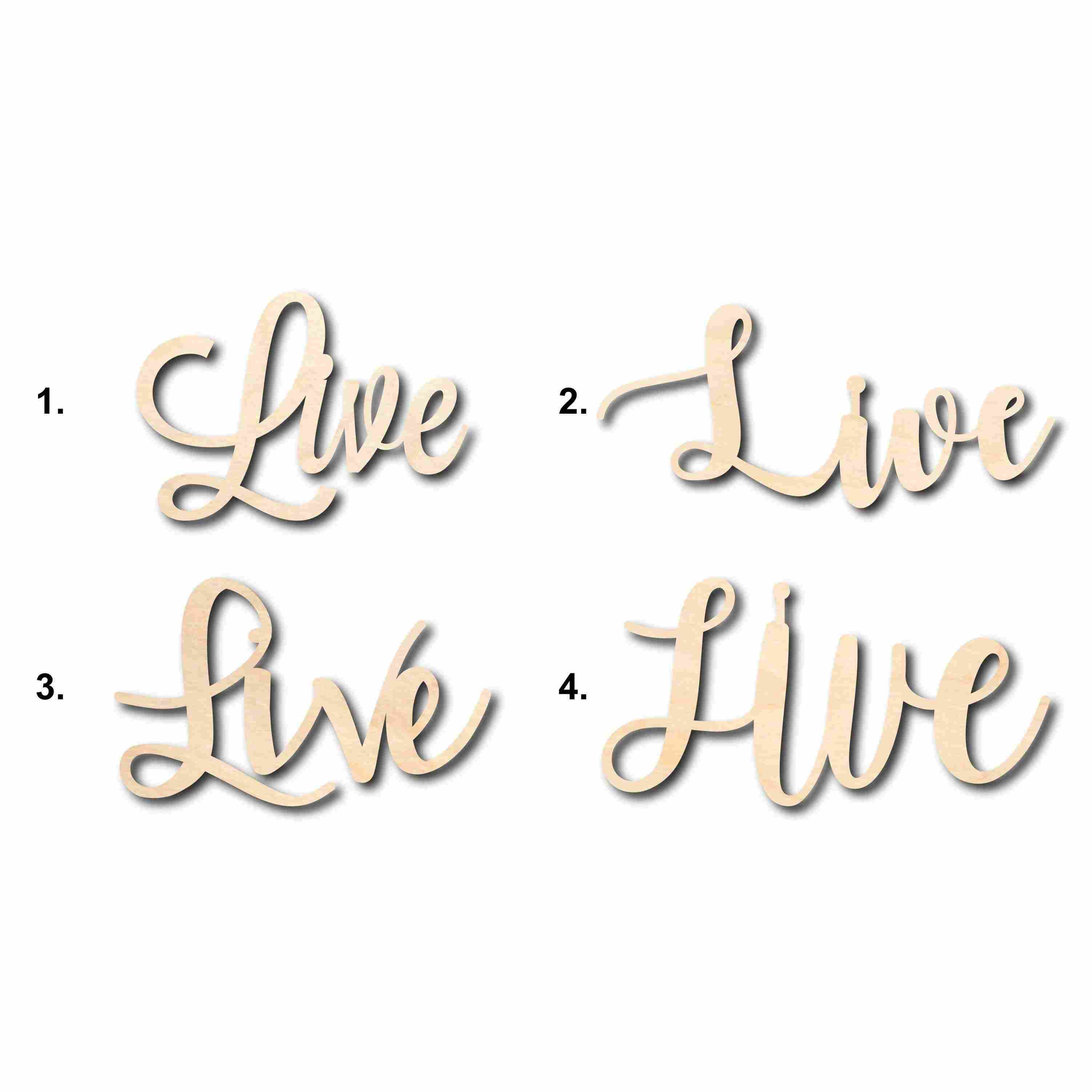 Unfinished DIY Wood Cutout Live Sign for Home Decor Crafting