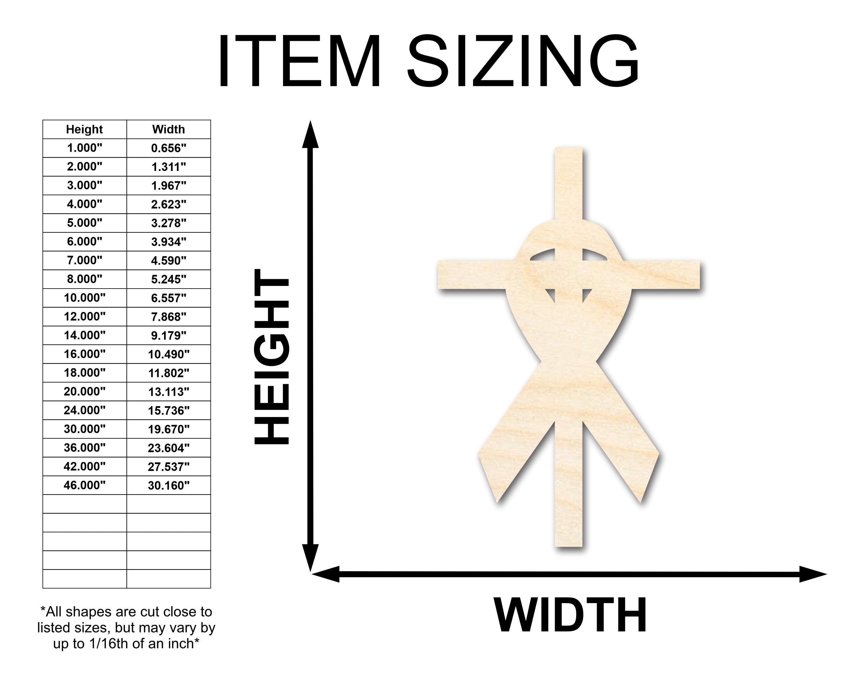 Unfinished Wood Cross and Ribbon Silhouette Shape for Crafts - Sizes Up to 46 Inches