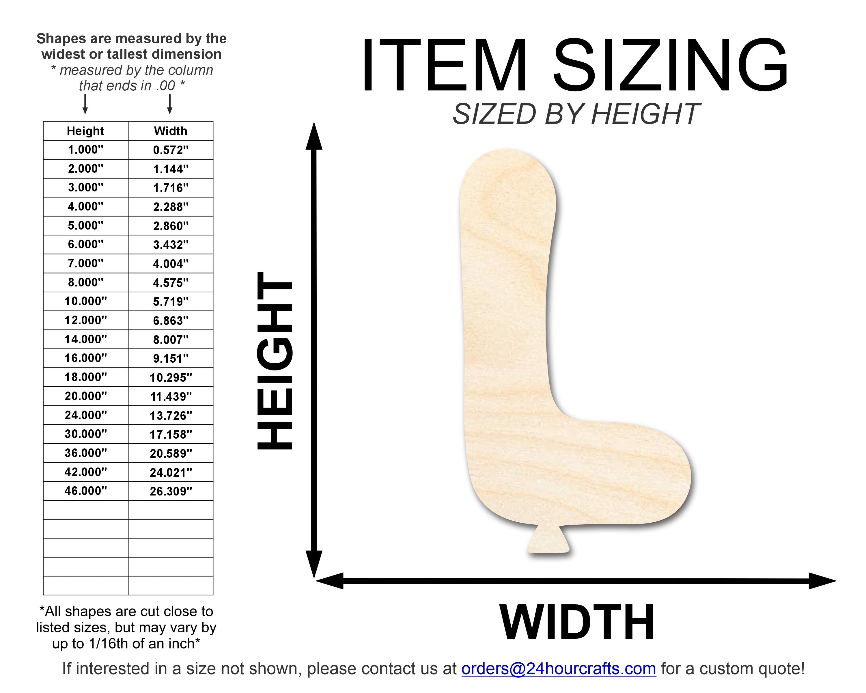 Unfinished Baltic Birch Wood Balloon Letter L - Shaped DIY Craft Cutouts, Available in Sizes Up to 46 Inches for Multiple DIY Projects