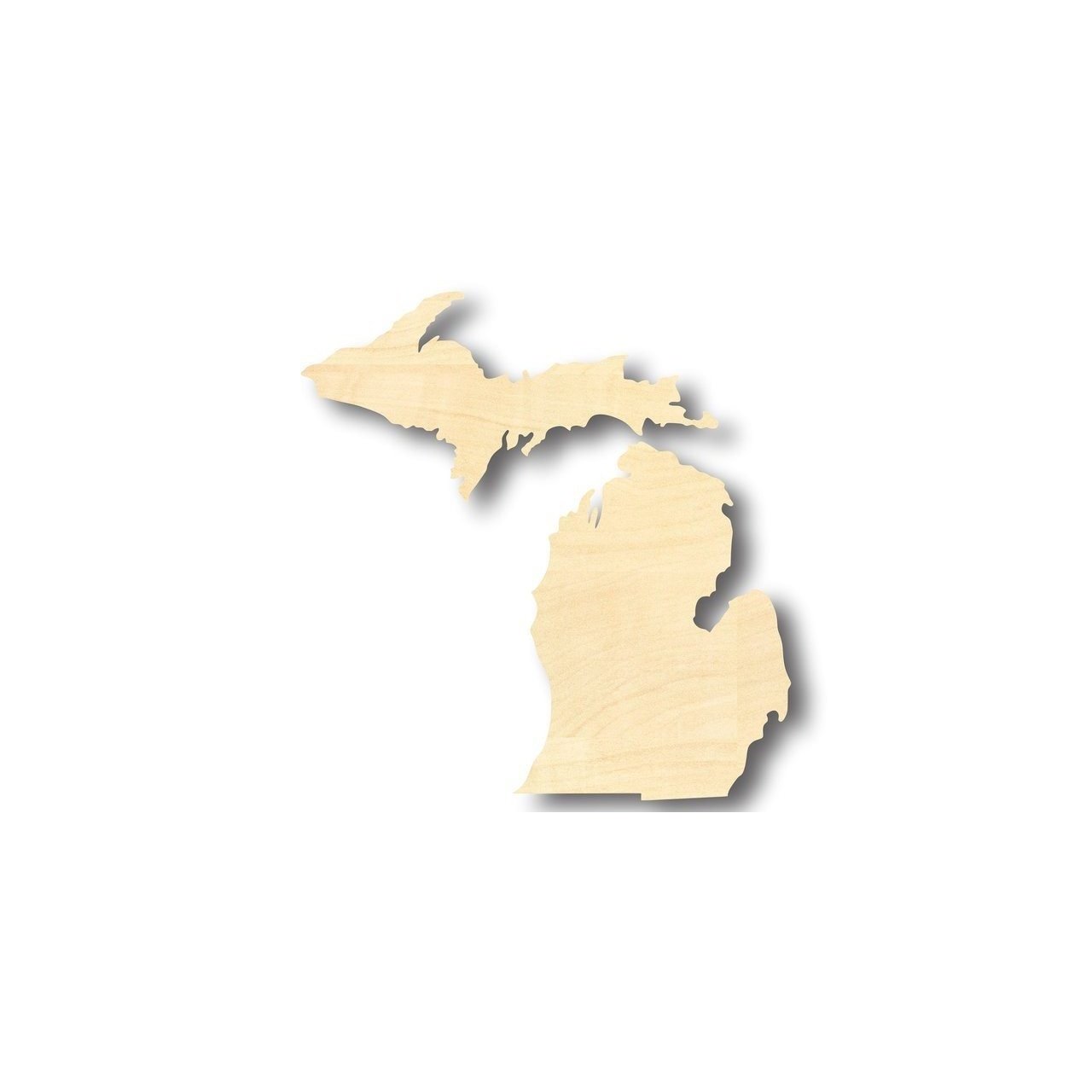 Two - Piece Unfinished Wood Michigan State Shape Craft Items Ideal for Up to 46 DIY Projects