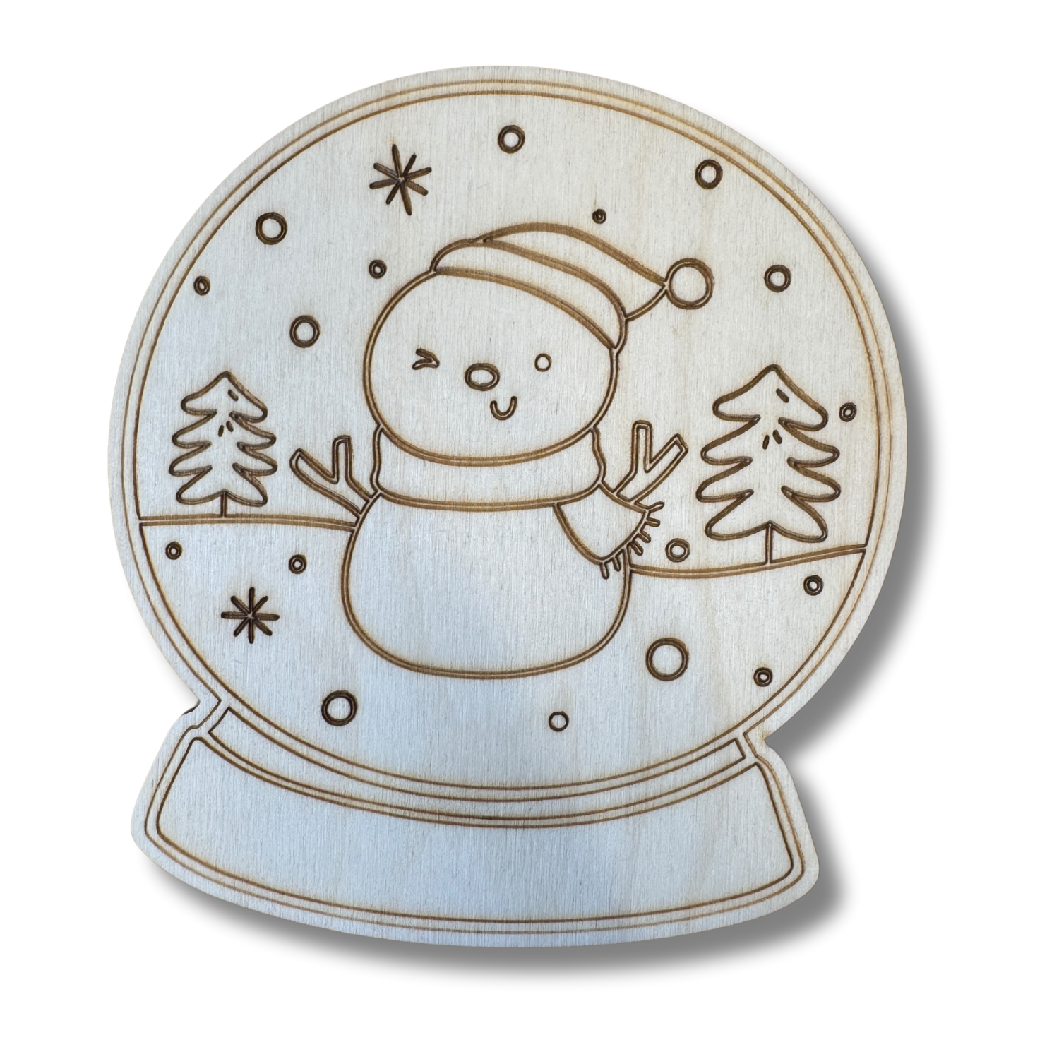 Unfinished DIY Wood Craft in Etched Tree Snowman Snowglobe Shape for Paint By Line Projects, Up to 30 Options