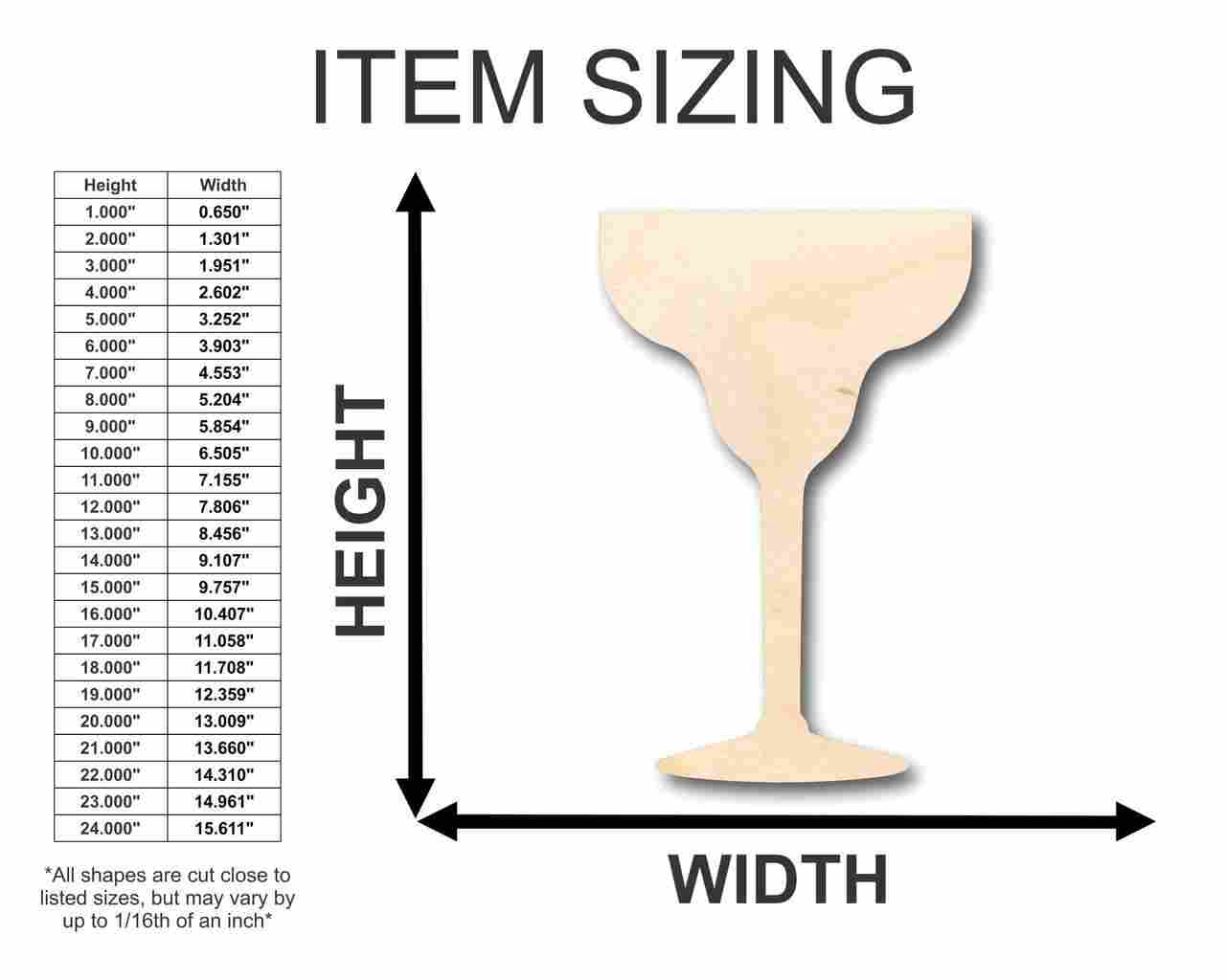 Unfinished DIY Baltic Birch Wood Margarita Shape Cutouts for Bar and Craft Projects up to 46 Inches