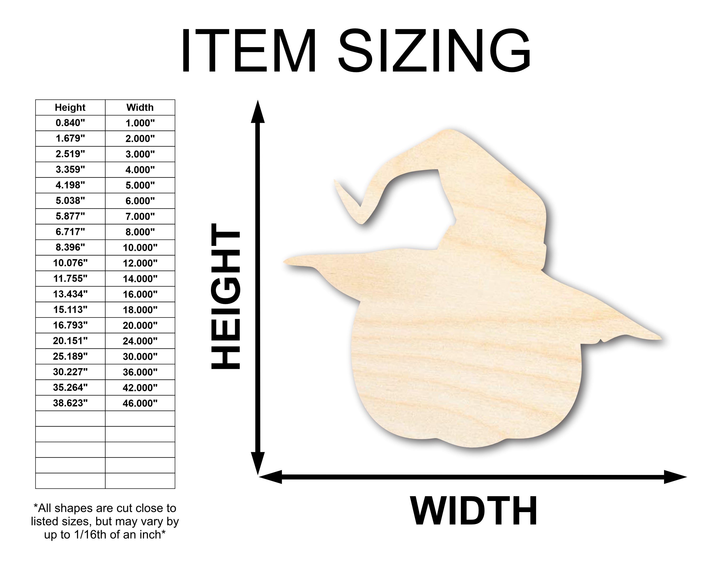 Unfinished DIY Craft Cutout in the Shape of a Wood Pumpkin Wizard, Available in Sizes up to 46 Inches