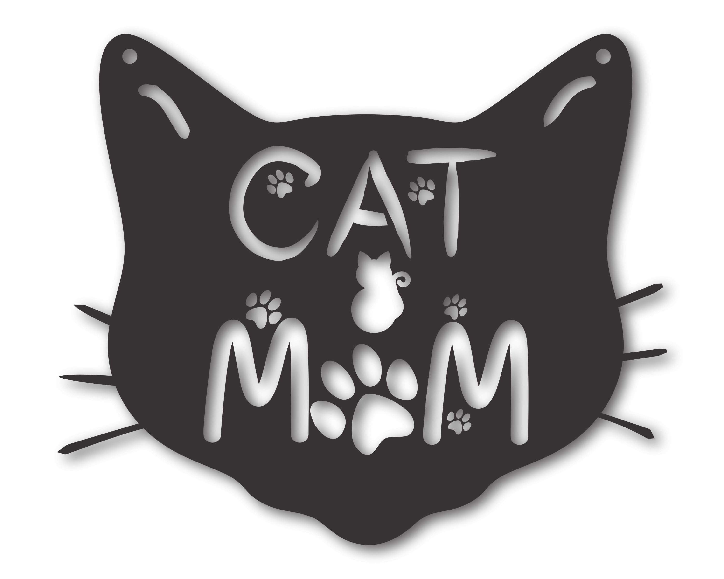 Customizable Metal Wall Art: 15 - Color Cat Mom Sign