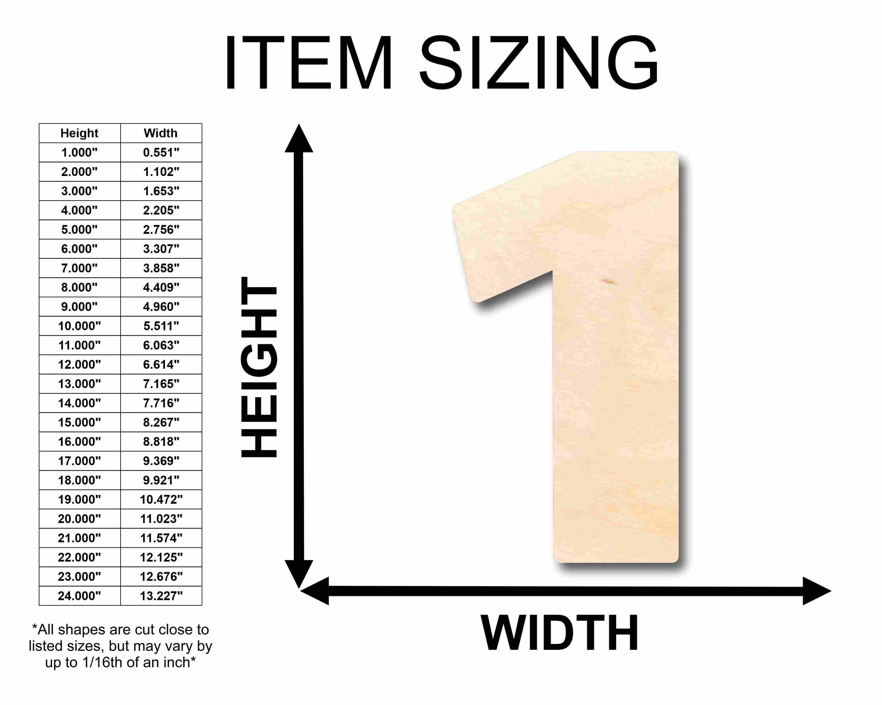 Unfinished Wood Craft Block Number 1 for Up to 46 Do - It - Yourself Projects