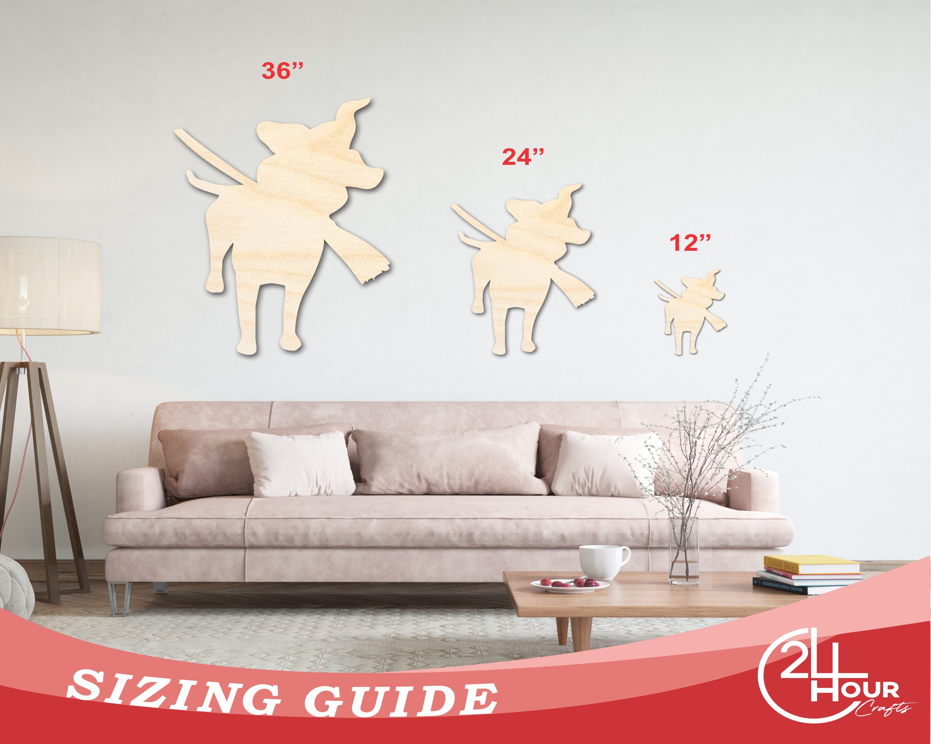 Unfinished Craft Wood Dog Shape for DIY Projects - Sizes Up to 46 Inches