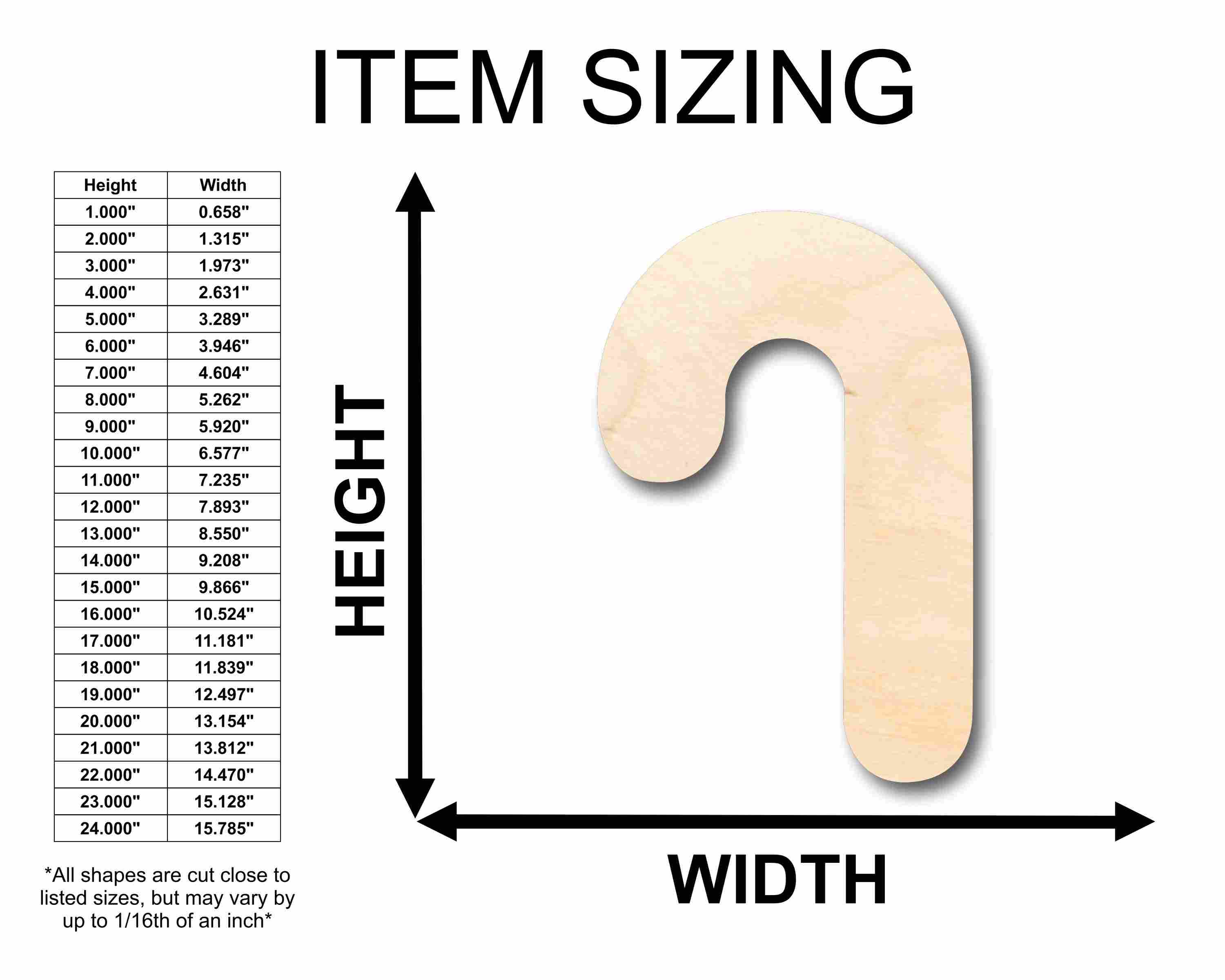 Unfinished Wood DIY Craft - Candy Cane Silhouette for Up to 46 Do - It - Yourself Projects
