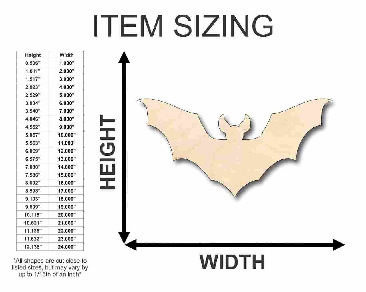 DIY Unfinished Wood Bat - Animal Wildlife Craft up to 46 Inches