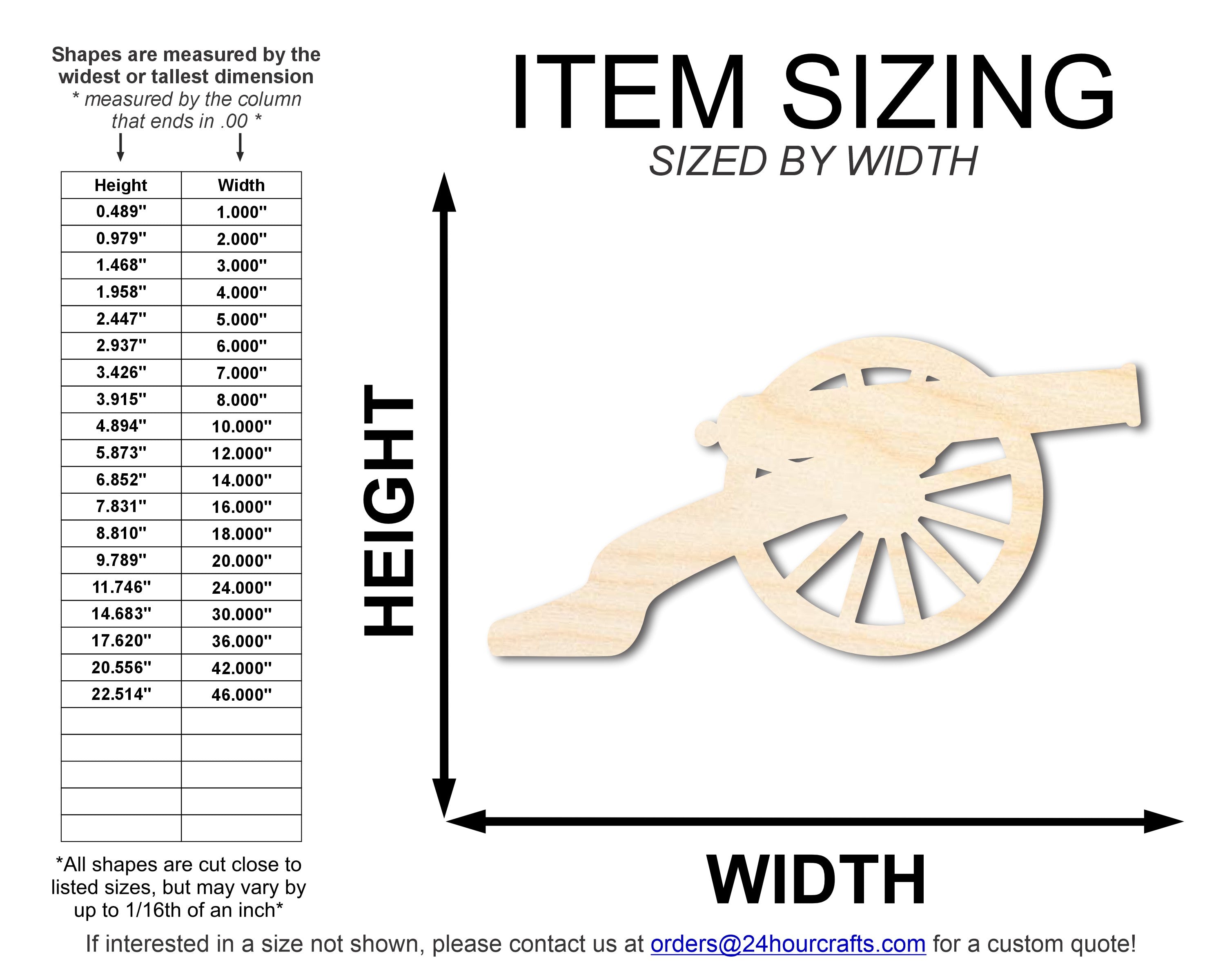 Unfinished DIY Craft Cutout in the Shape of a Wood War Cannon | Up to 46 Different DIY Options
