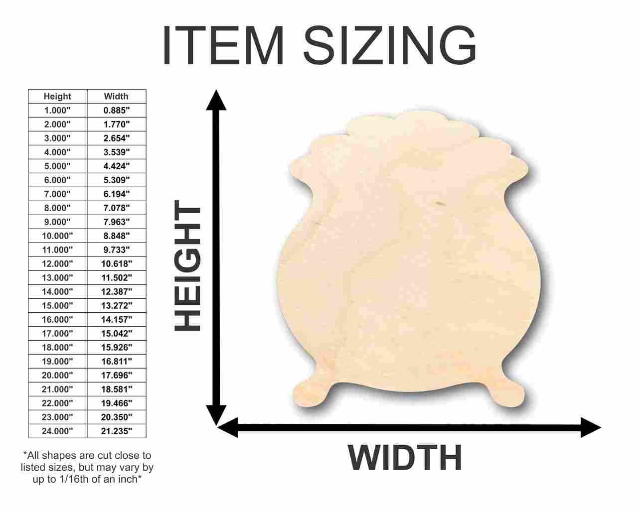 Unfinished Wood Pot of Gold Leprechaun - Shaped Craft Items for St. Patrick's Day DIY Projects, Available in Sizes Up to 46 Inches