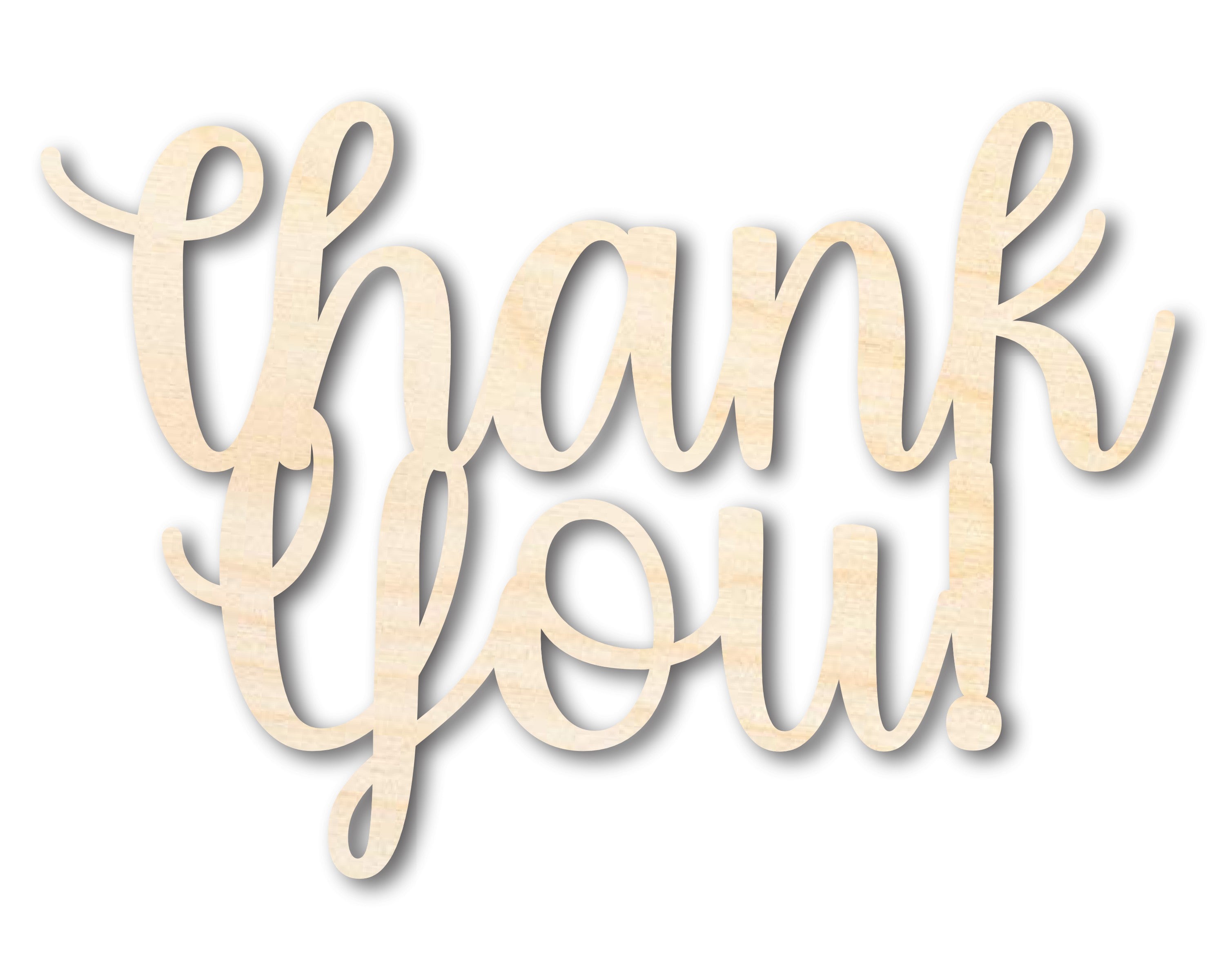 Unfinished Baltic Birch Wood Thank You Outline Shape DIY Craft Cutout with Sizes Up to 46 Inches for Multiple DIY Projects