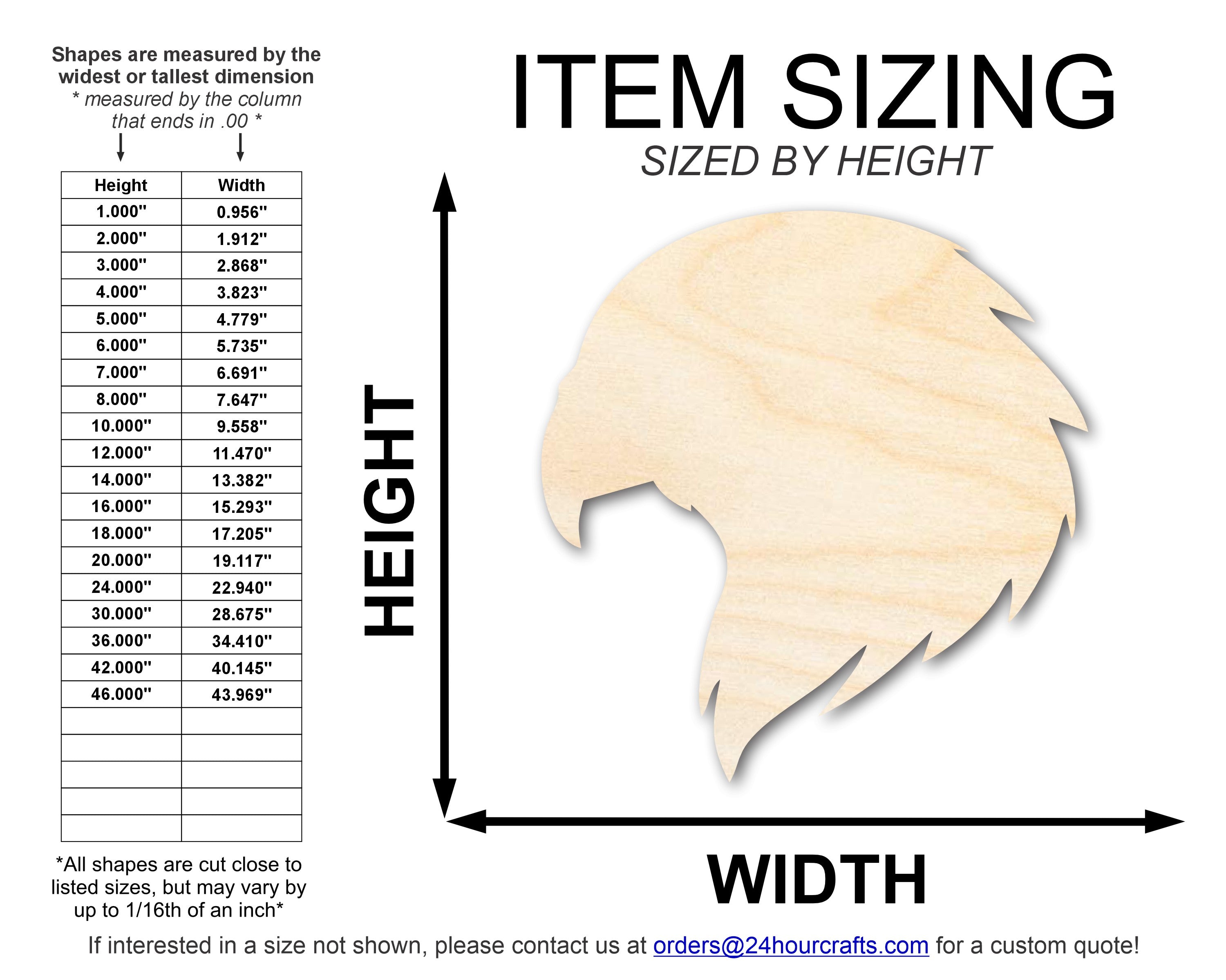 Unfinished DIY Craft Cutout of Wood Hawk Mascot Shape, Up to 46 Inches for Multiple DIY Projects