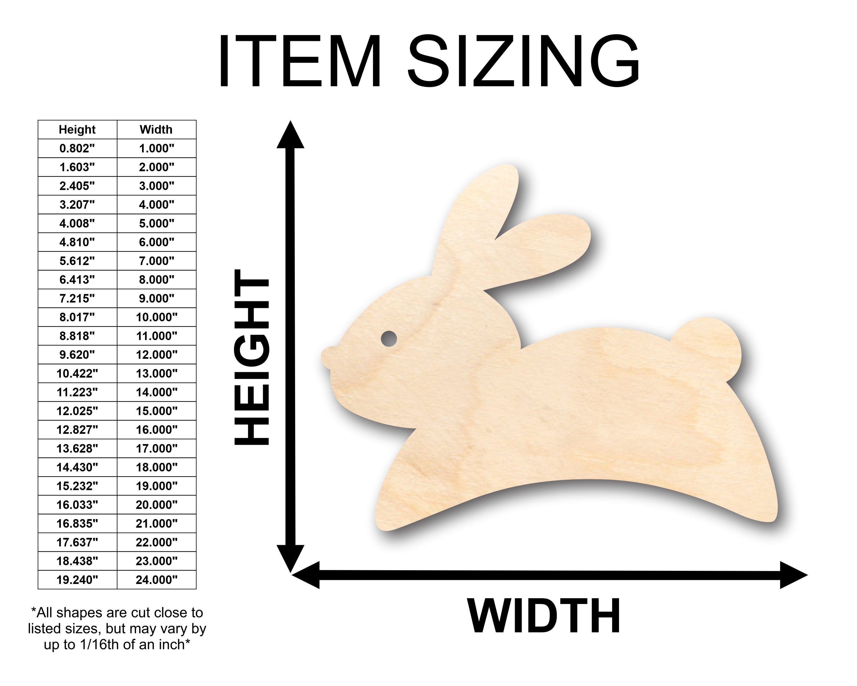 DIY Unfinished Natural Wood Bunny Shape for Up to 46 Crafts
