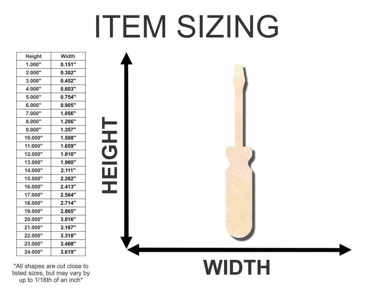 DIY Unfinished Sanded Wood Screwdriver Shape for Crafts up to 46