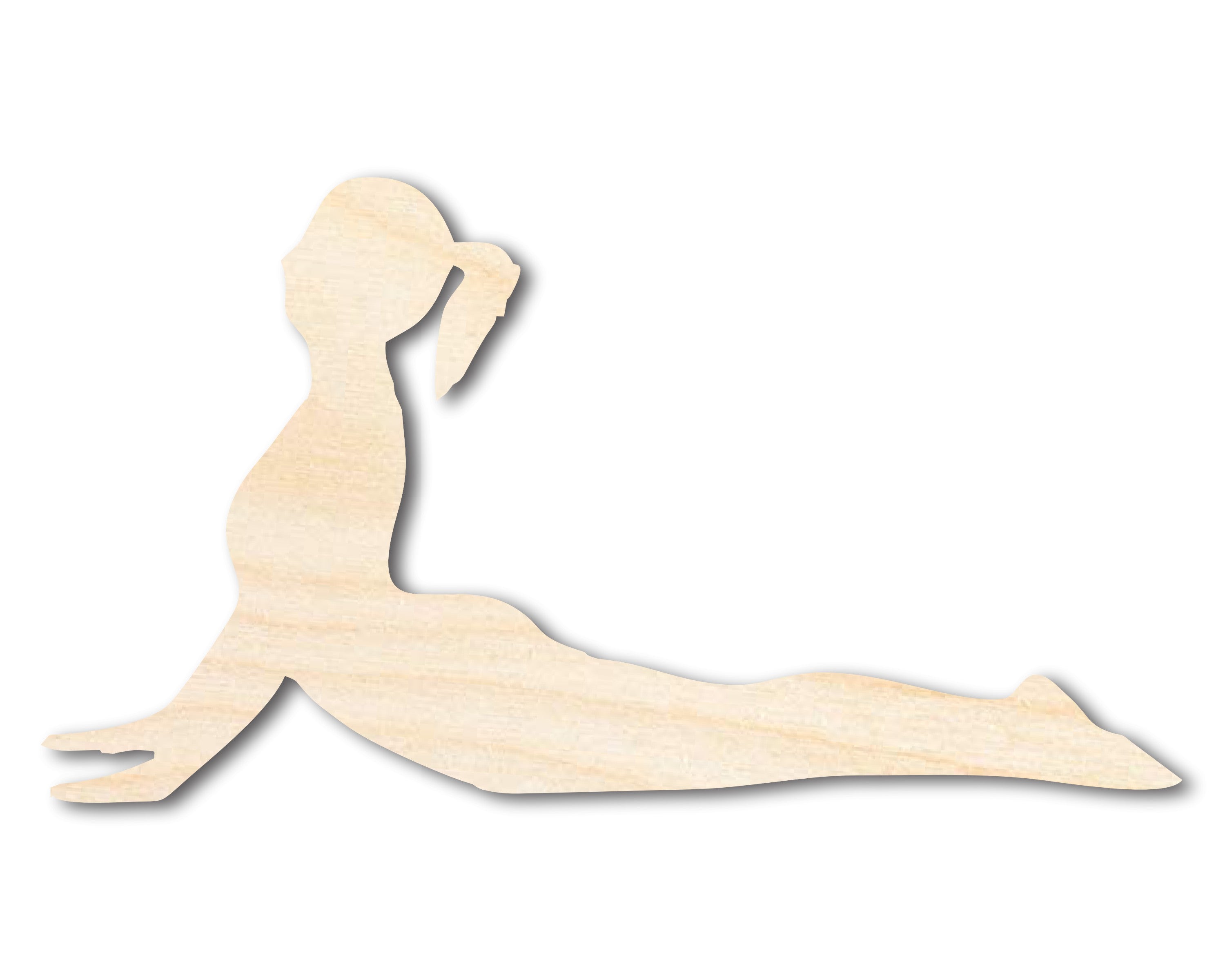Unfinished Baltic Birch Wood DIY Craft Cutout in Yoga Cobra Pose Shape, Available in Sizes Up to 46 Inches for Multiple DIY Projects