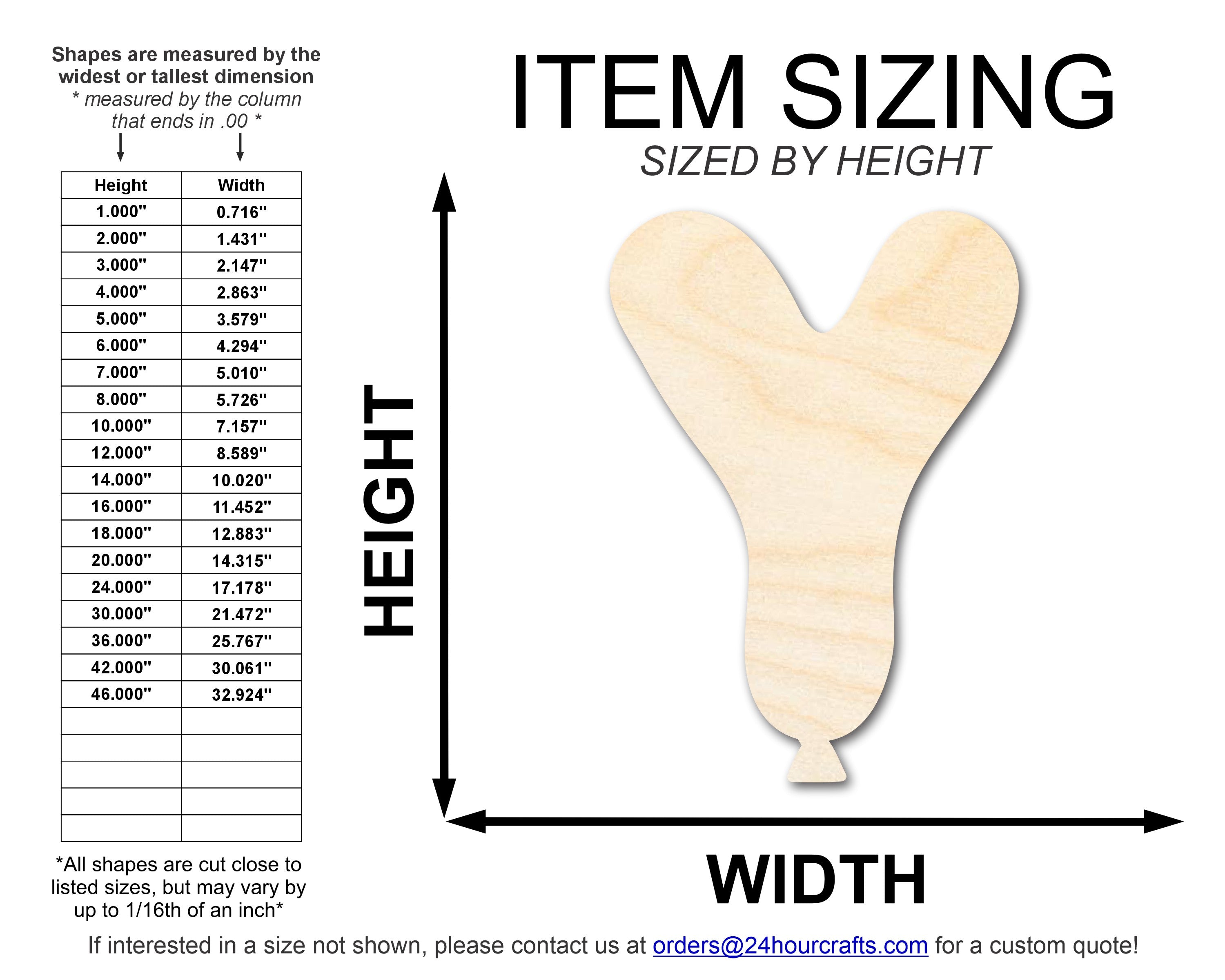 DIY Unfinished Baltic Birch Wood Balloon Letter Y Shape, Up to 46 Inches
