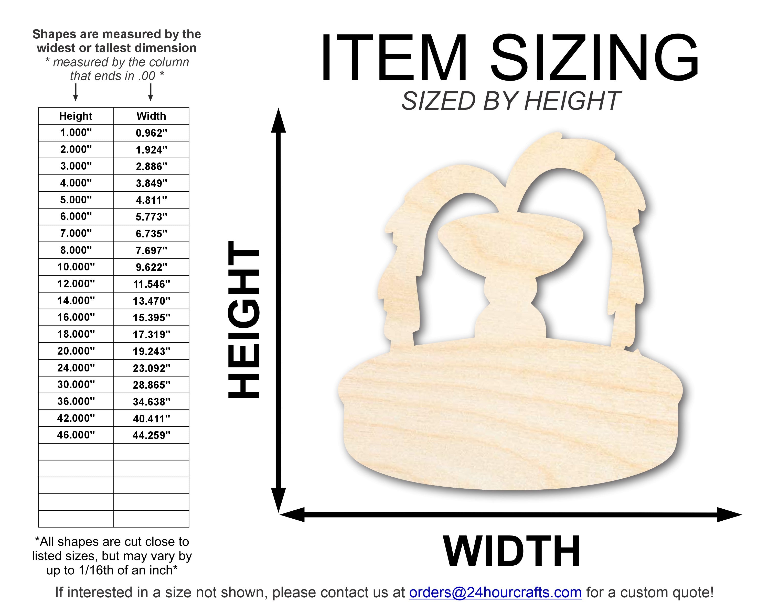 DIY Unfinished Baltic Birch Wood Water Fountain Shape Cutout - Up to 46 Inches