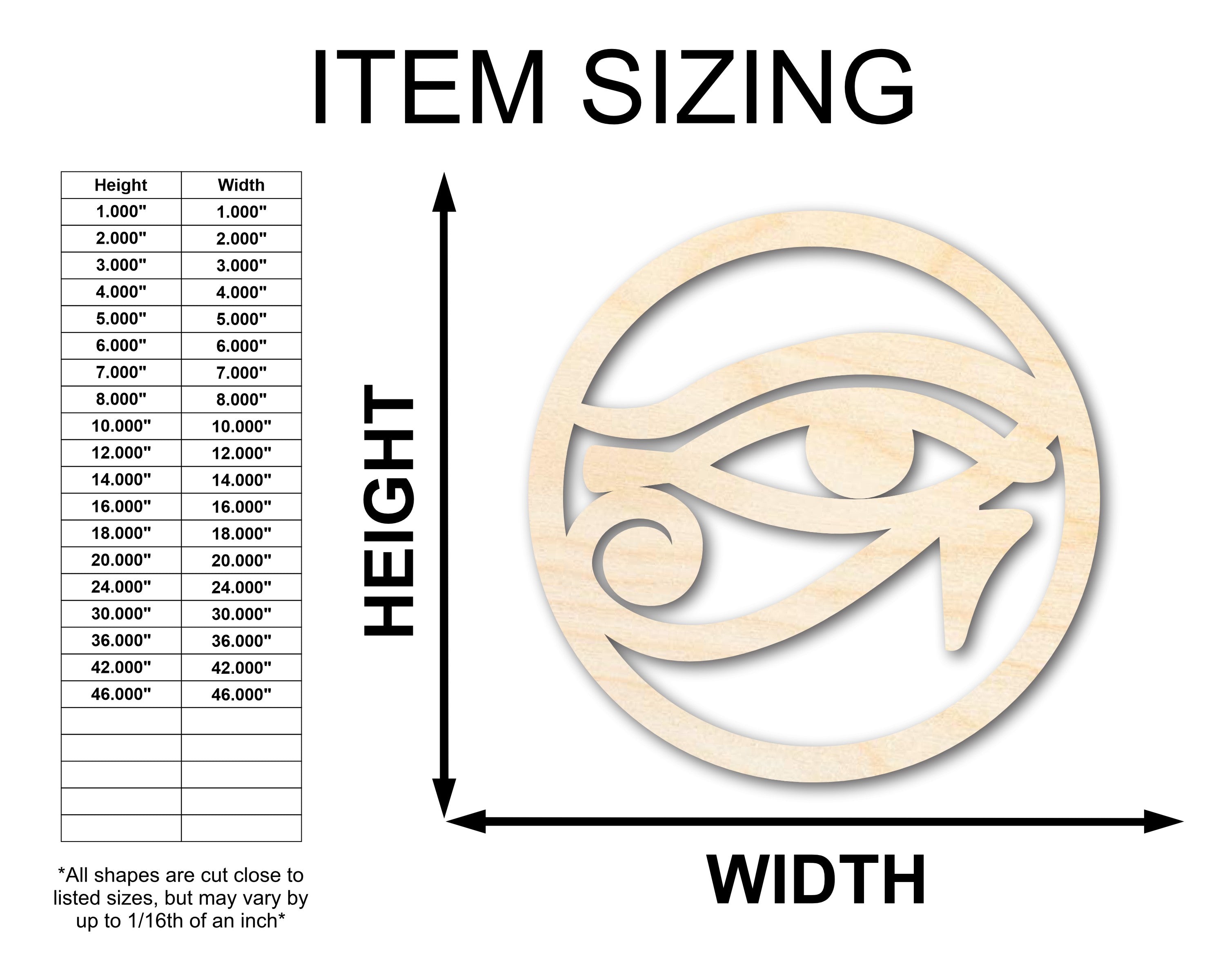 Unfinished Wood Egyptian Eye of Ra Shape Hieroglyph Silhouette Craft Cutout for Up to 46 DIY Projects